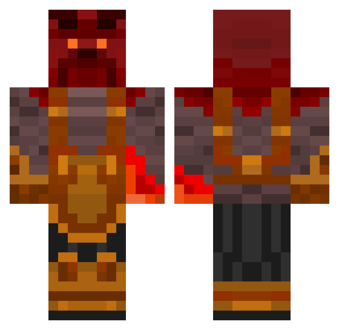 RaTTeN Minecraft skin, front and back view