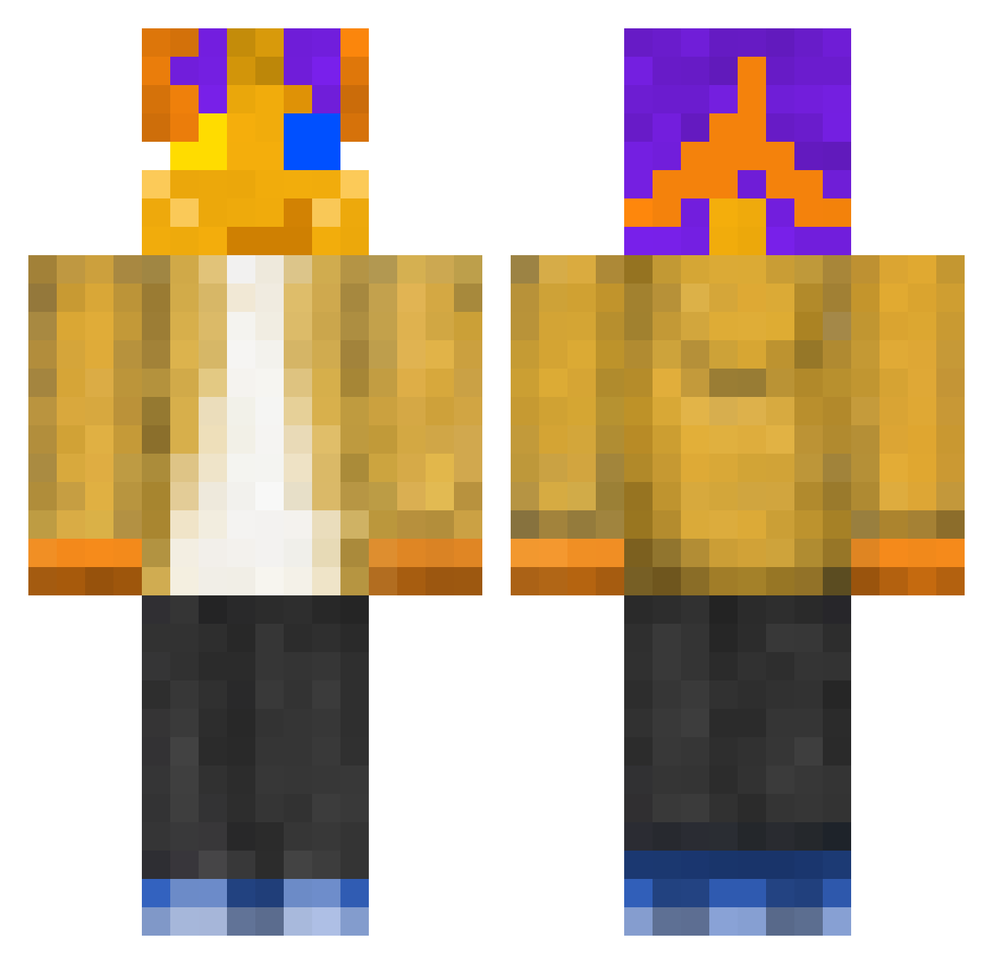 Reeds Minecraft skin, front and back view