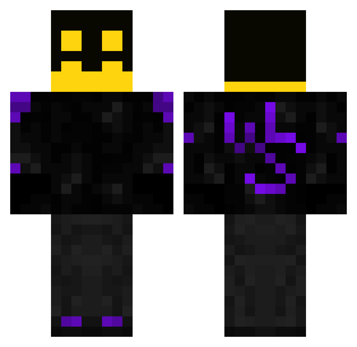 FishyBlack08 Minecraft skin, front and back view