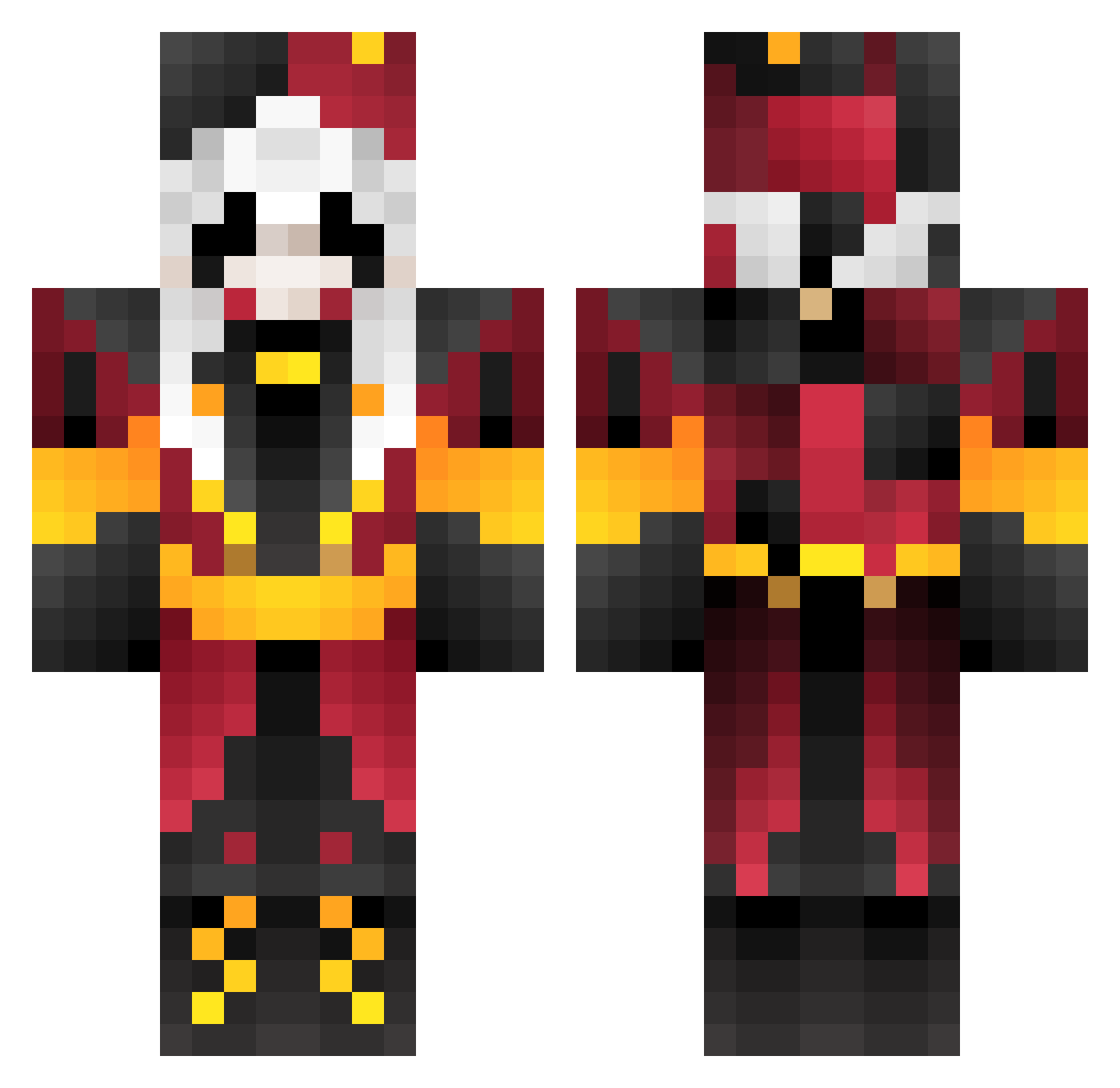 qiStar Minecraft skin, front and back view
