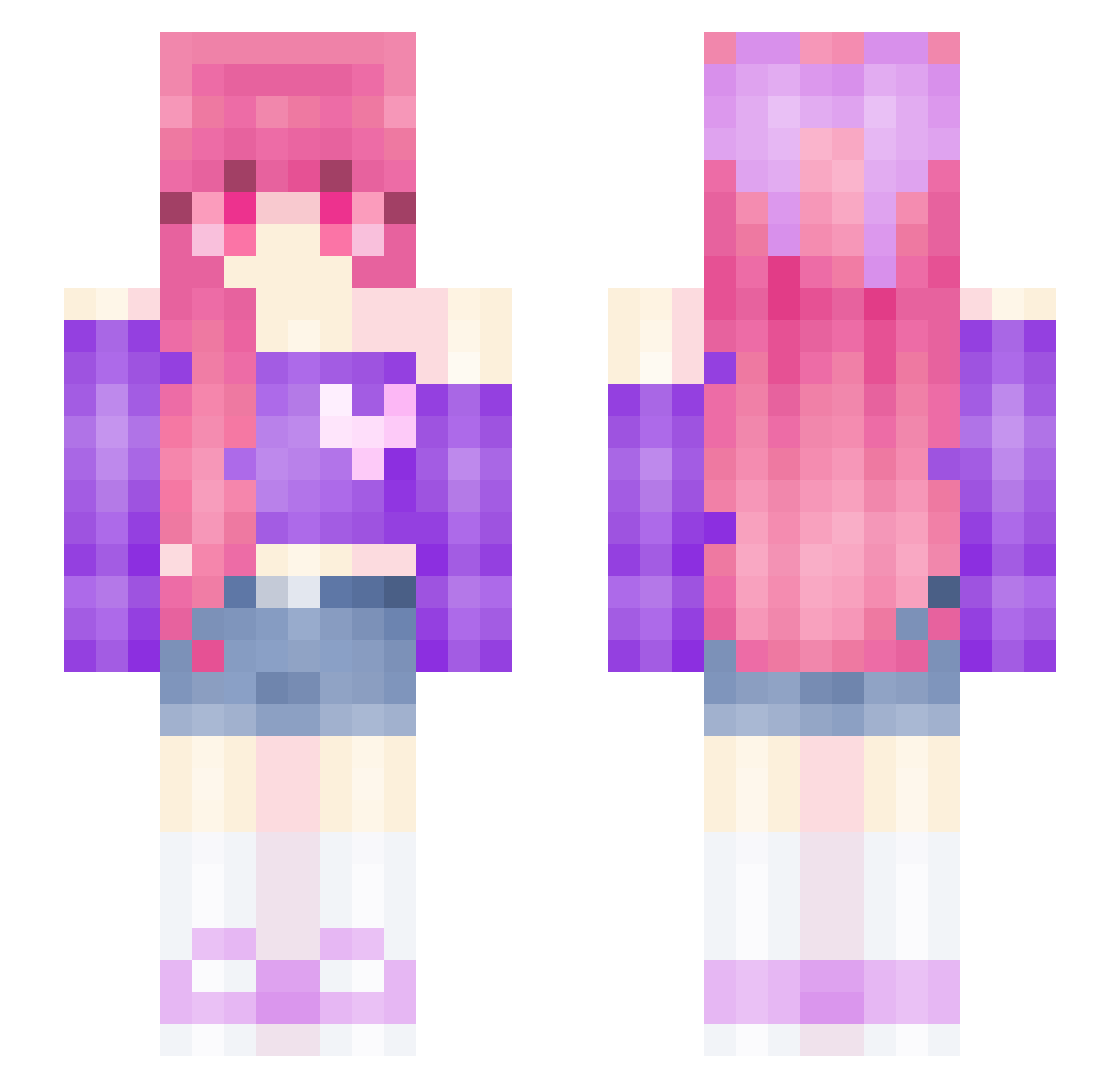 TakeUsNow Minecraft skin, front and back view