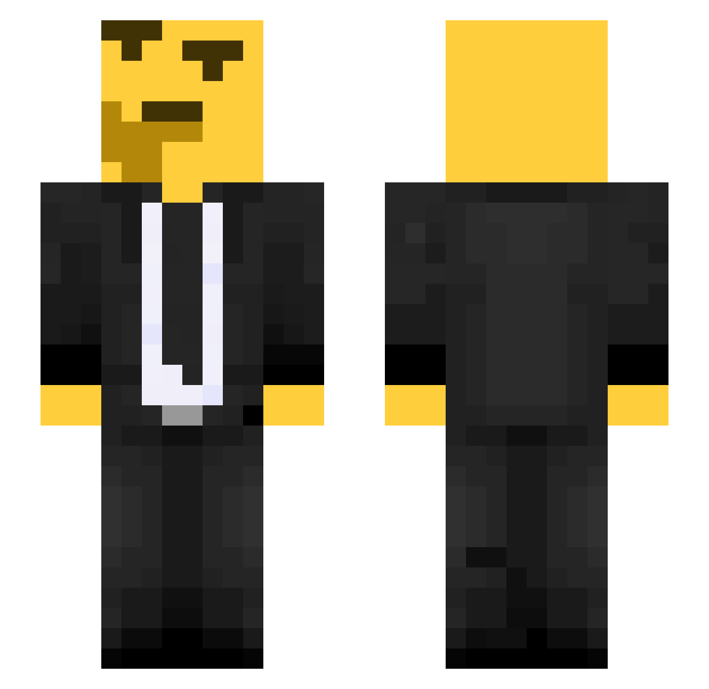 ServerRebooting Minecraft skin, front and back view