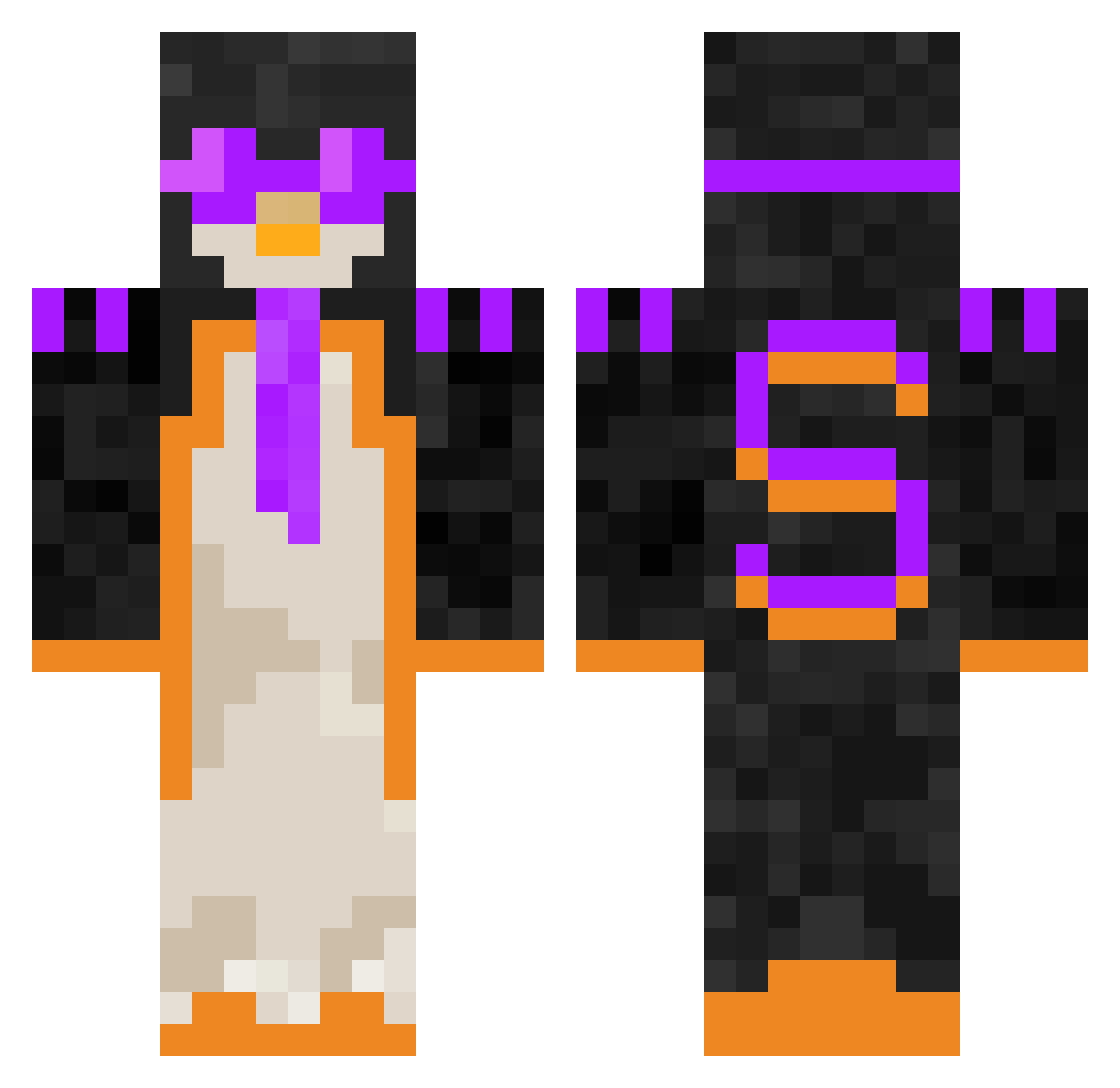 Speedical Minecraft skin, front and back view
