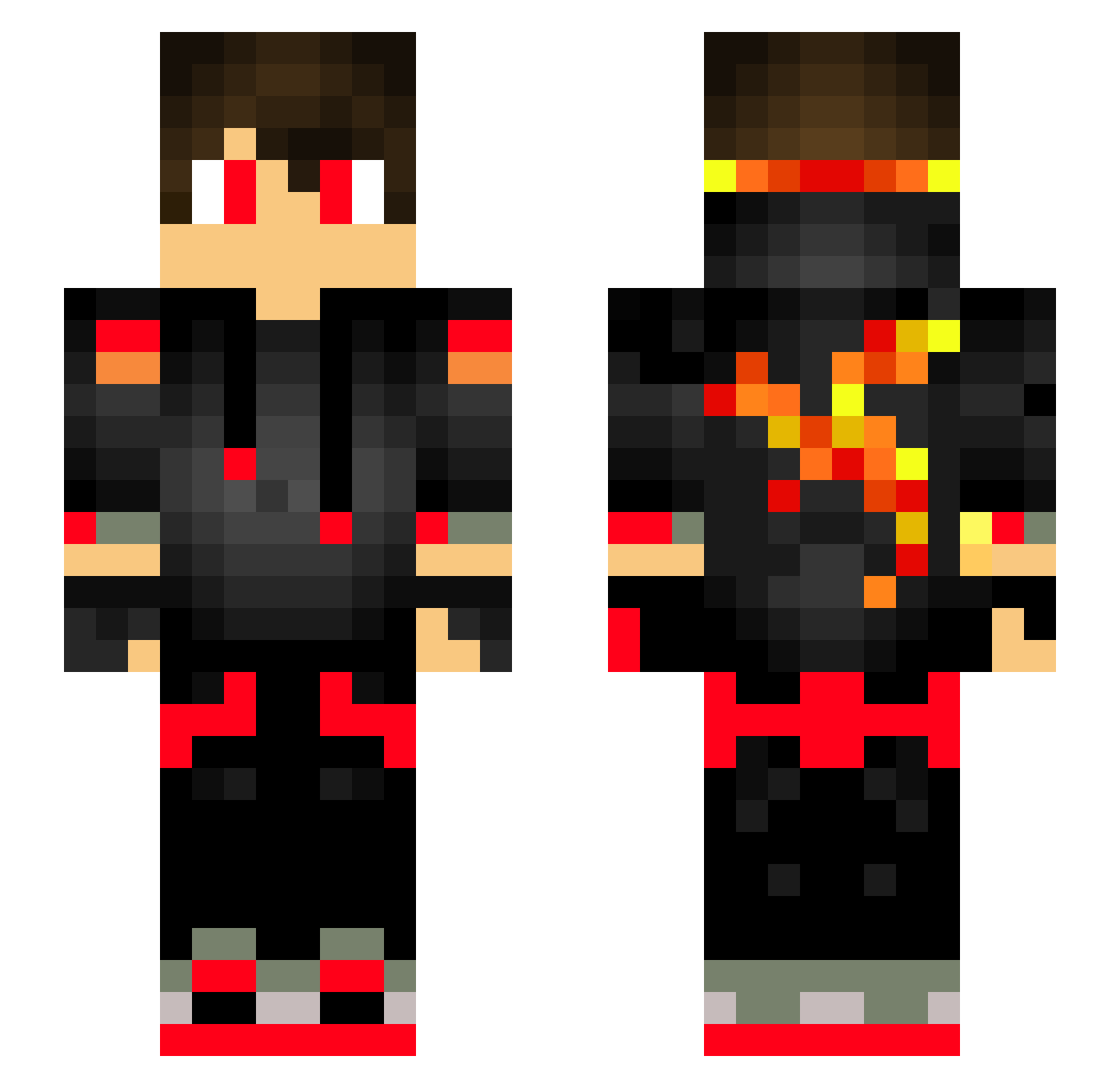 Tachometric Minecraft skin, front and back view