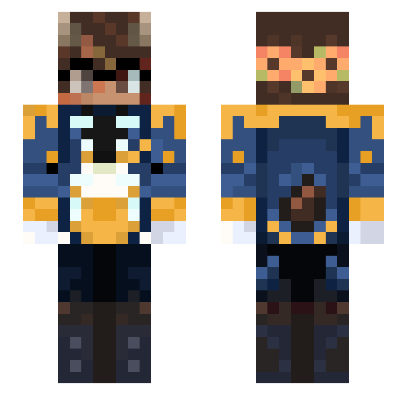 HoruVT Minecraft skin, front and back view