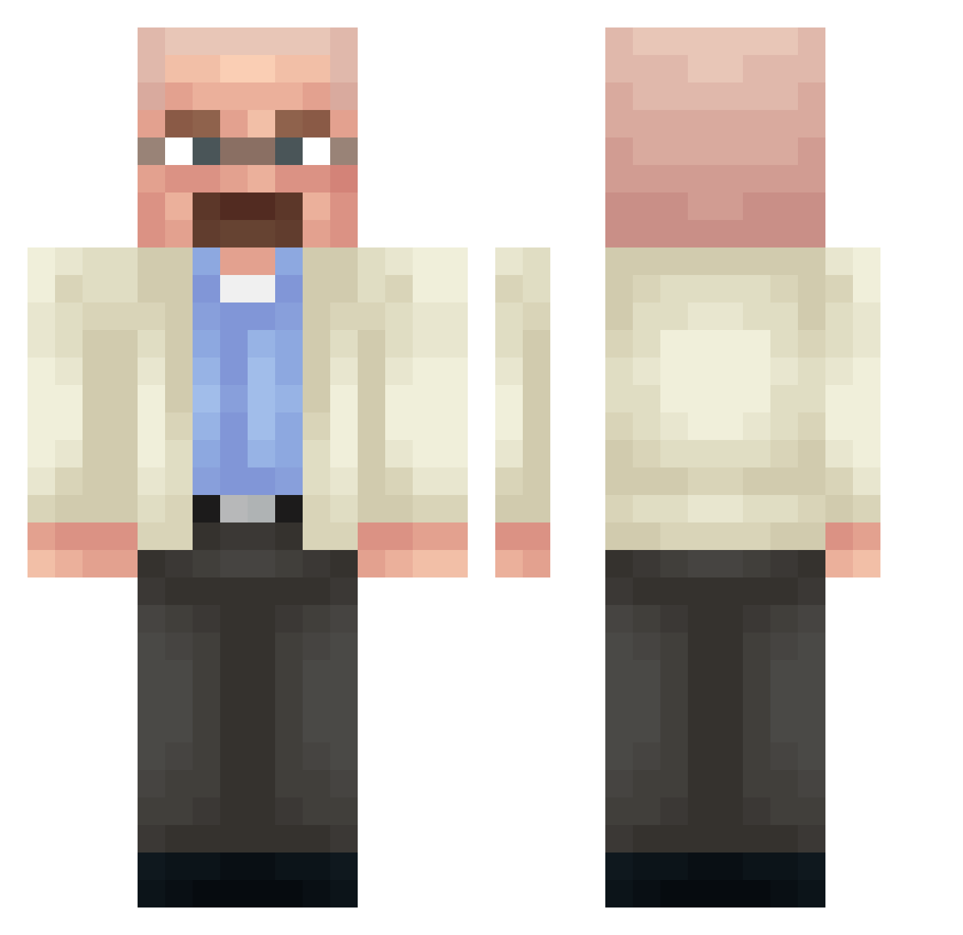 Sevuss Minecraft skin, front and back view