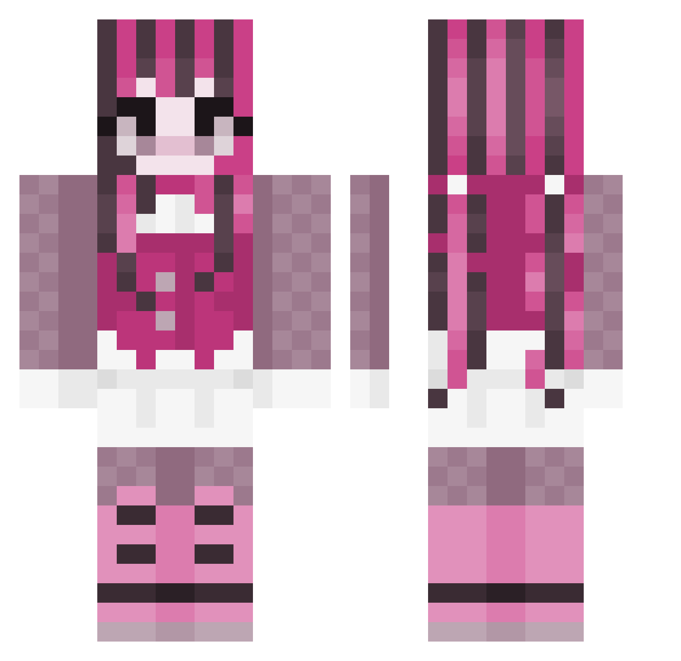 Callmeroseee Minecraft skin, front and back view