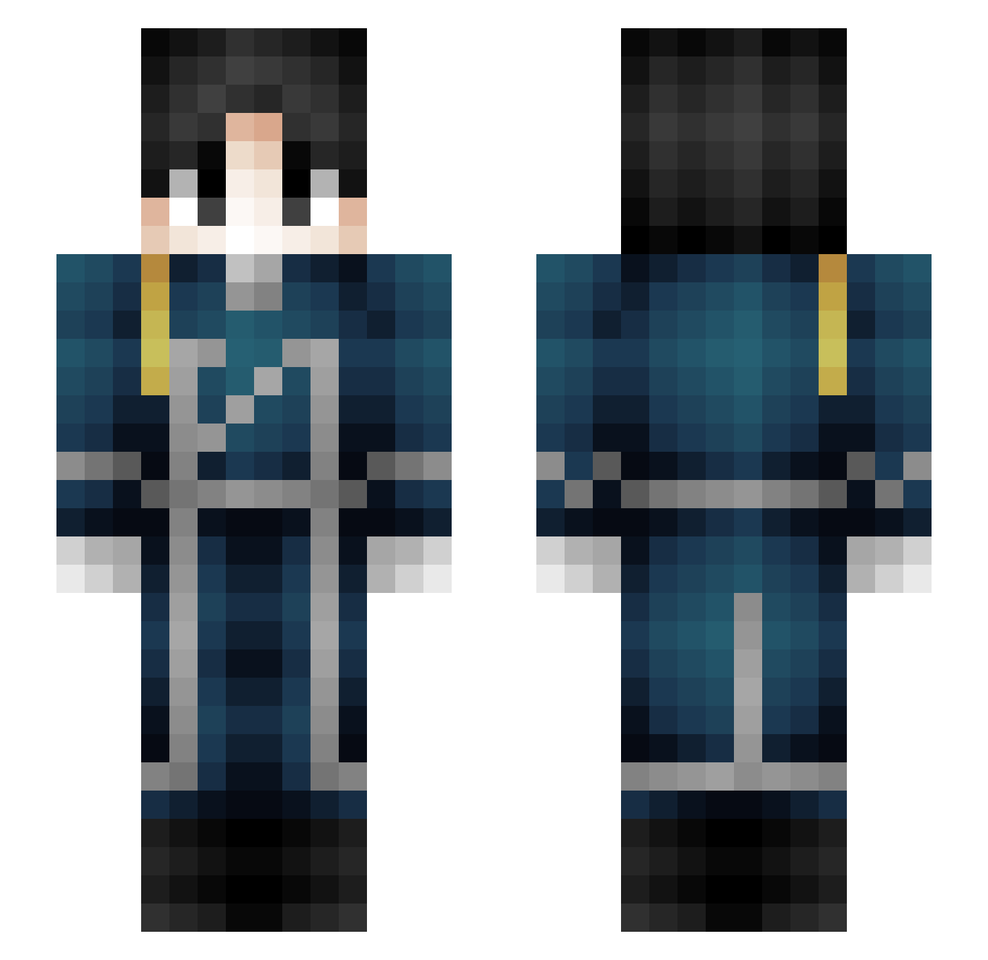 JadeBlade76 Minecraft skin, front and back view