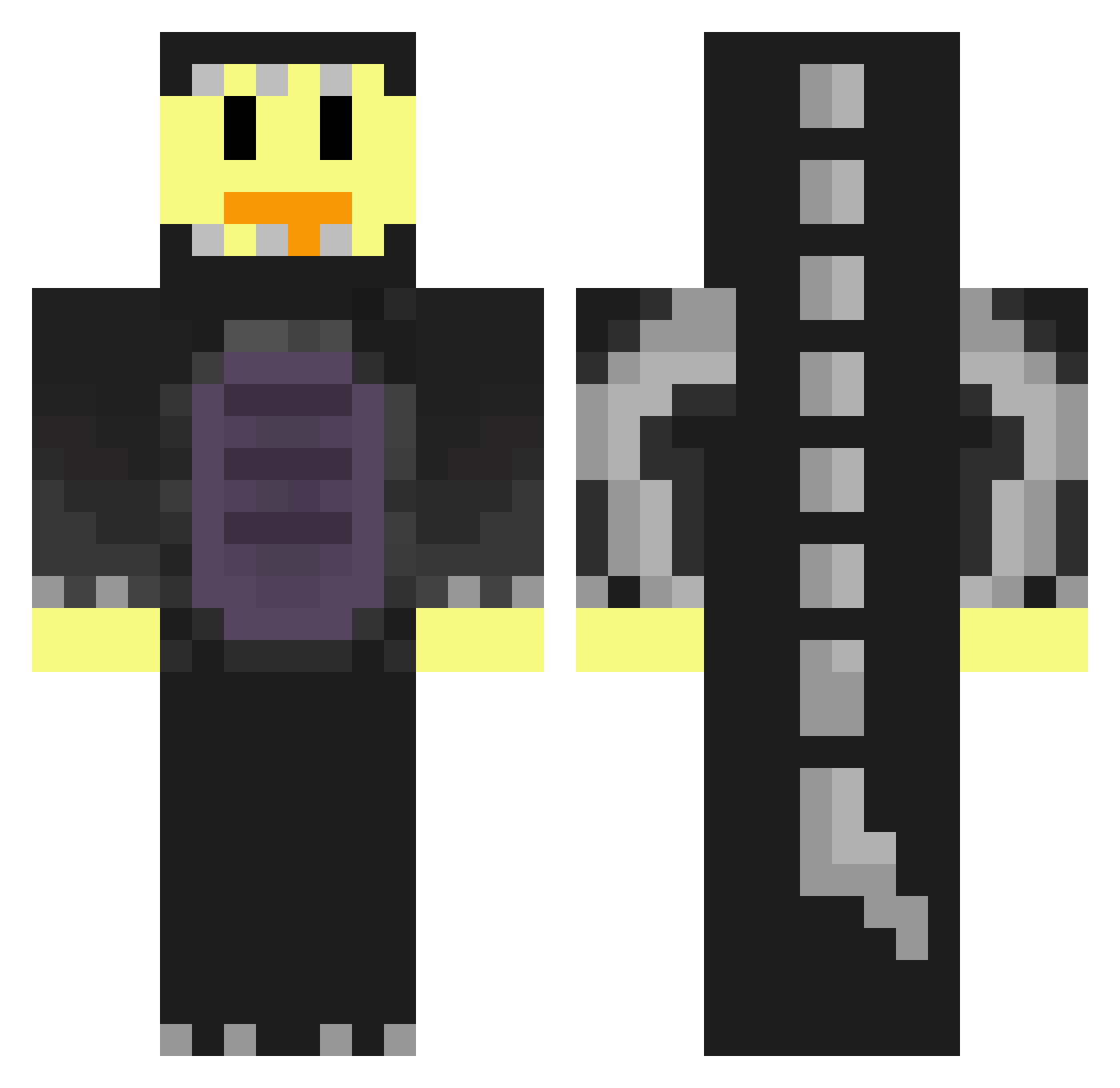 1diamo Minecraft skin, front and back view