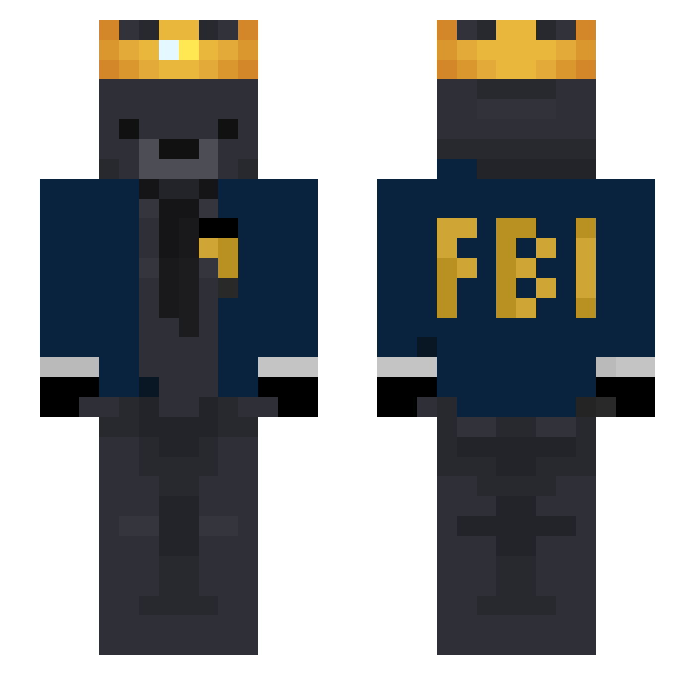 Thiggly Minecraft skin, front and back view