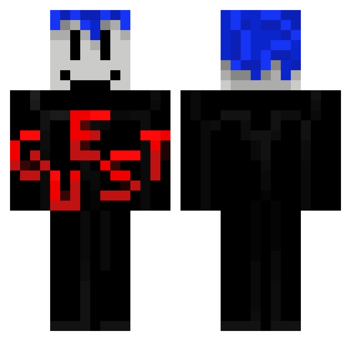 Relwombat Minecraft skin, front and back view