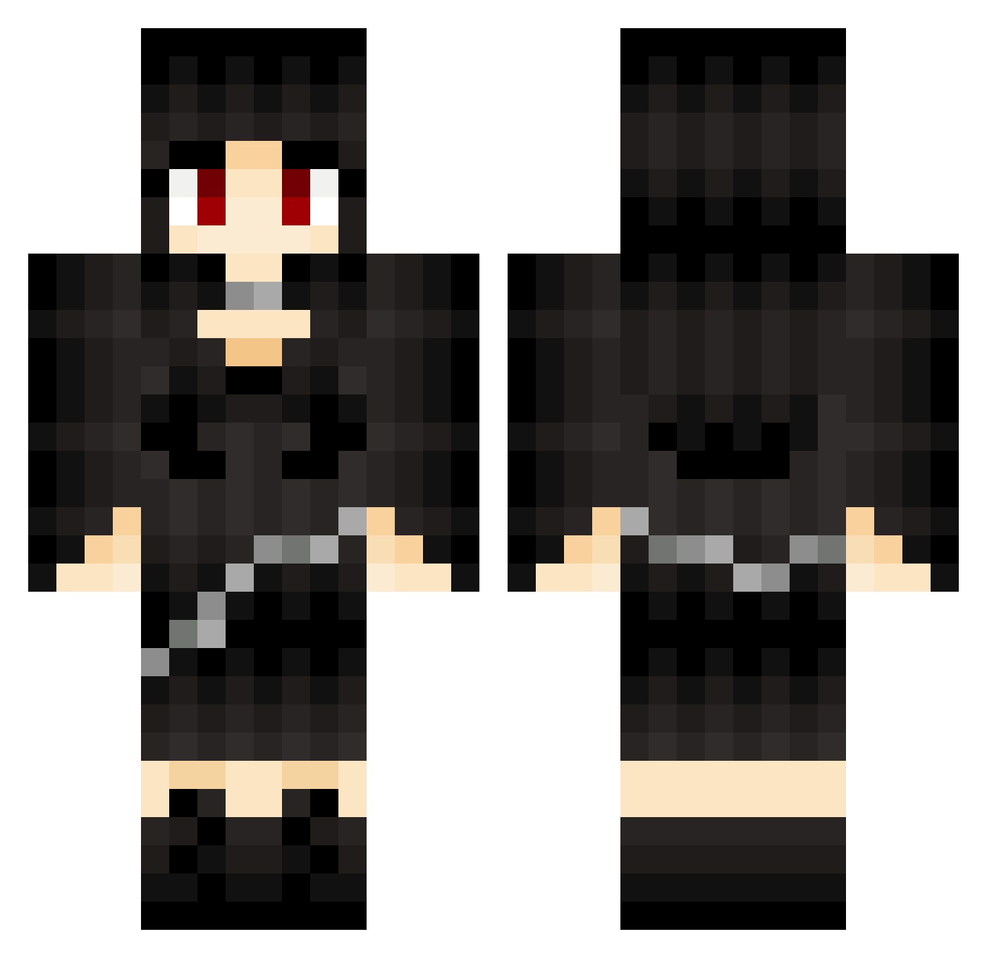 Sabbats Minecraft skin, front and back view