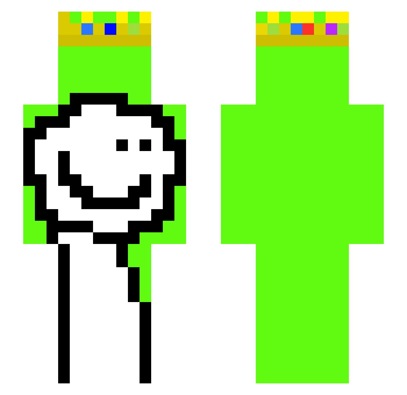 yucky_potatoes Minecraft skin, front and back view