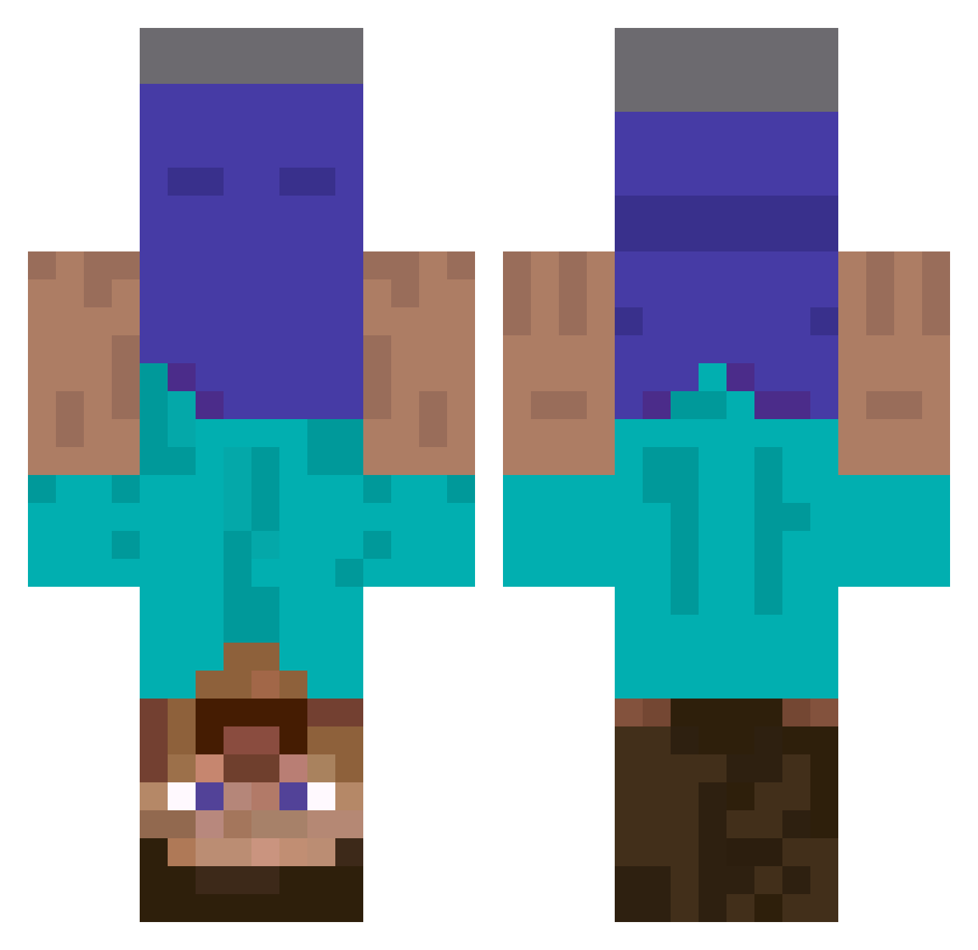 Prens1327 Minecraft skin, front and back view