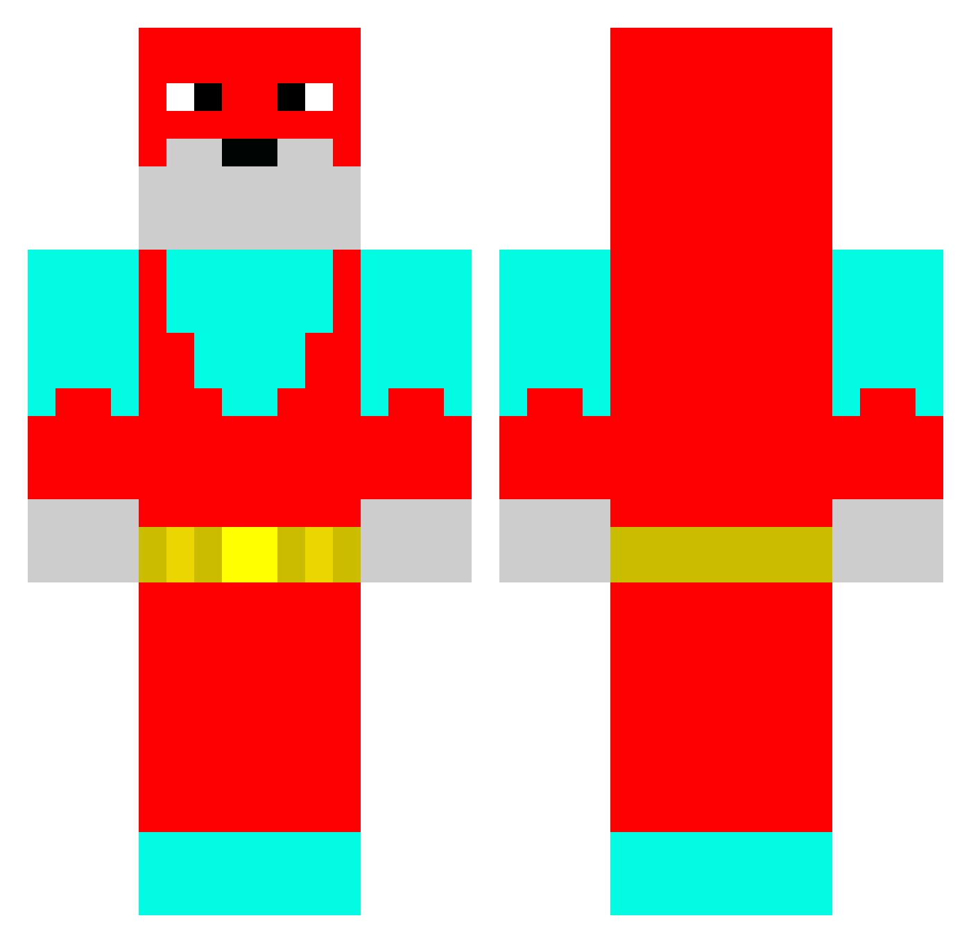 Caped Minecraft skin, front and back view