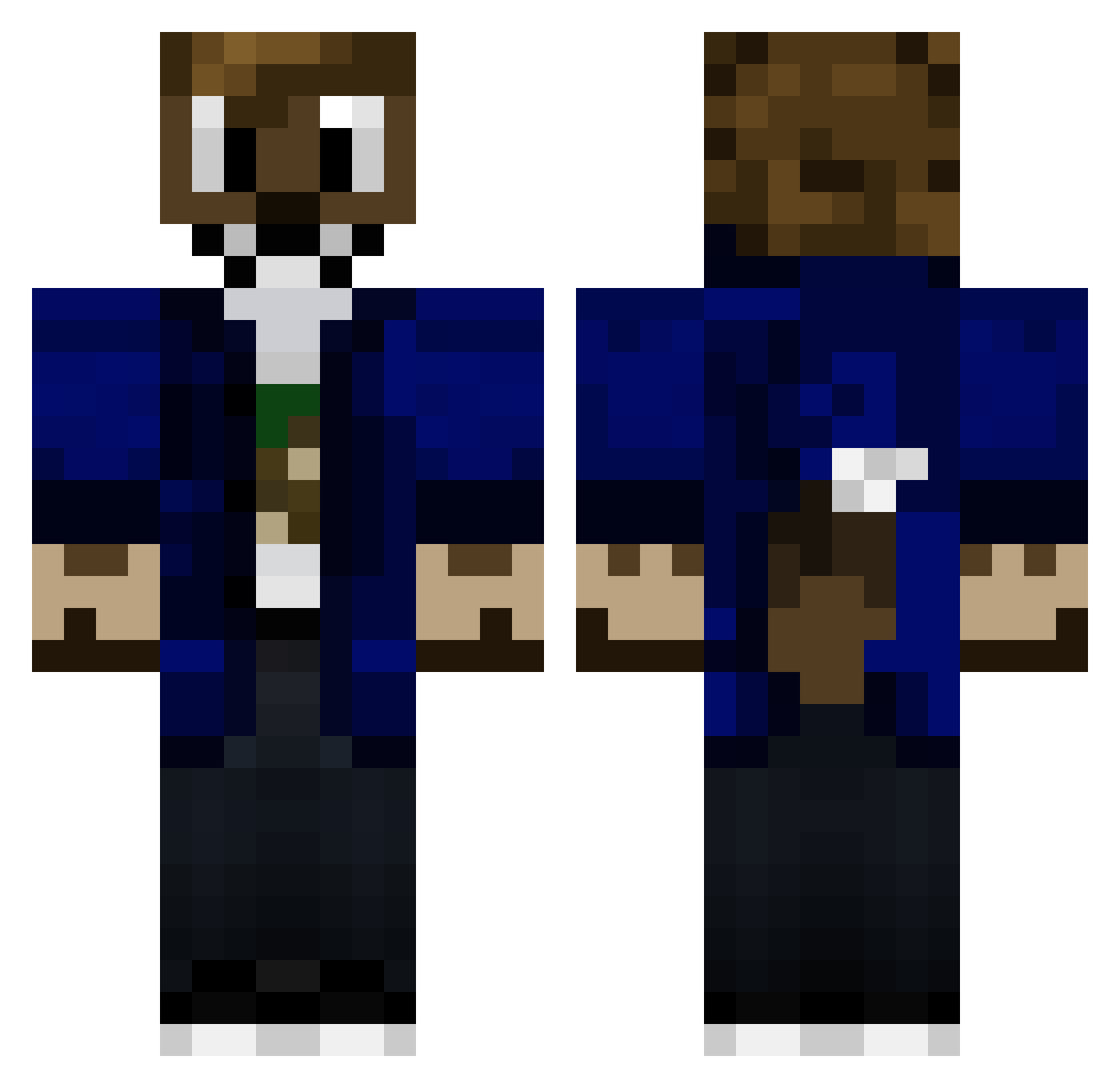 Gates Minecraft skin, front and back view