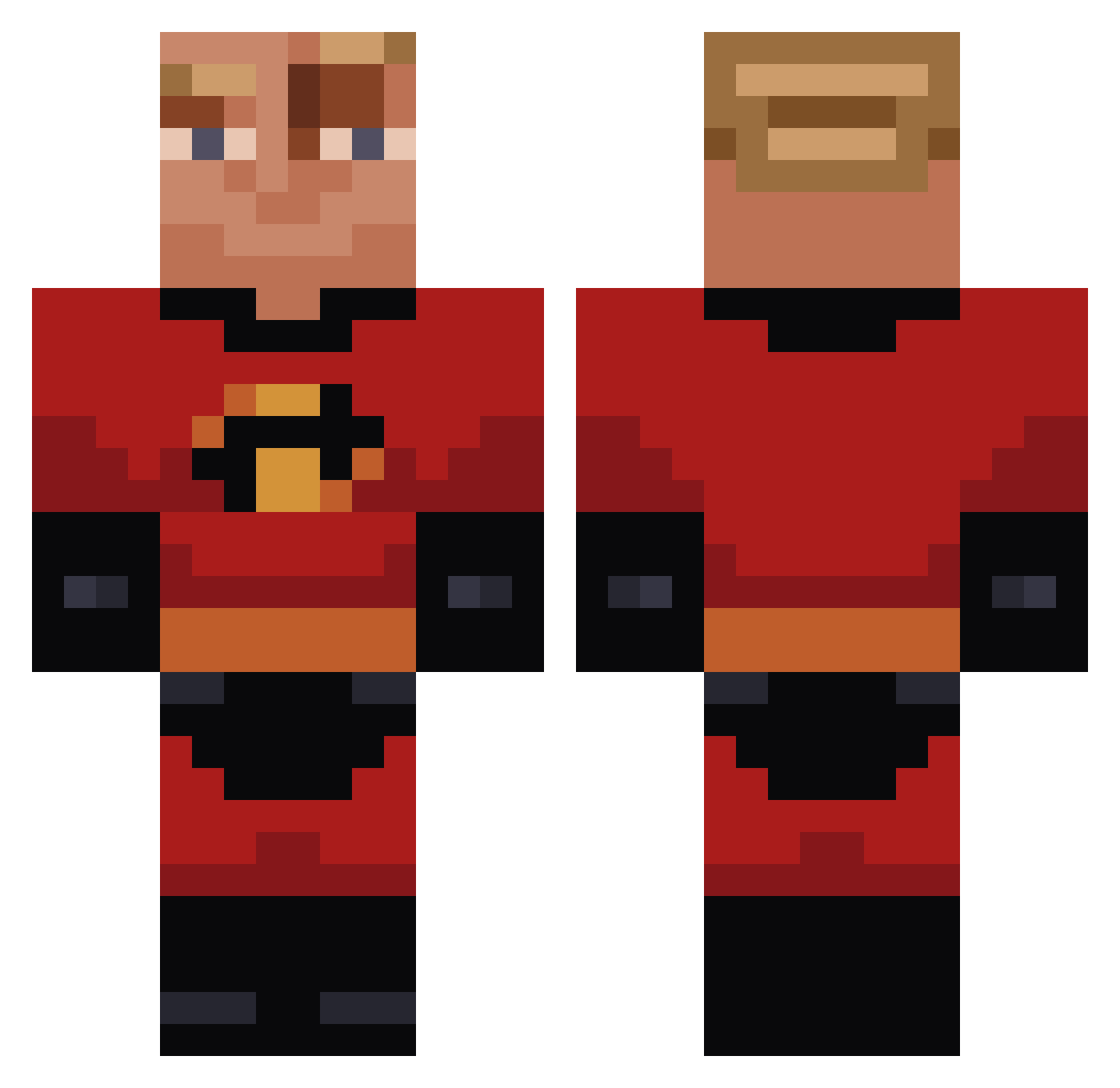 ChaniElBolichozo Minecraft skin, front and back view
