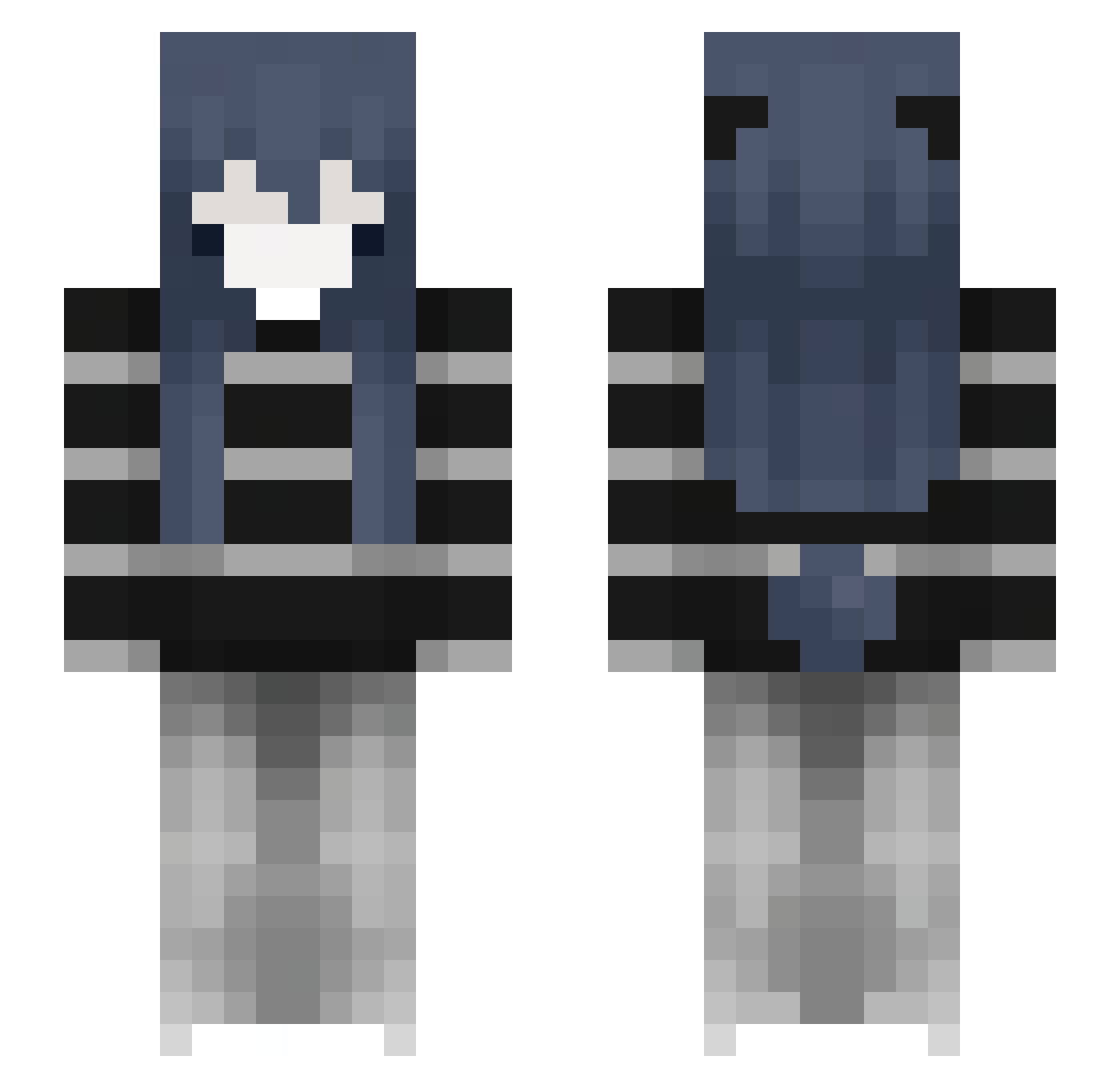 Plumssplease Minecraft skin, front and back view