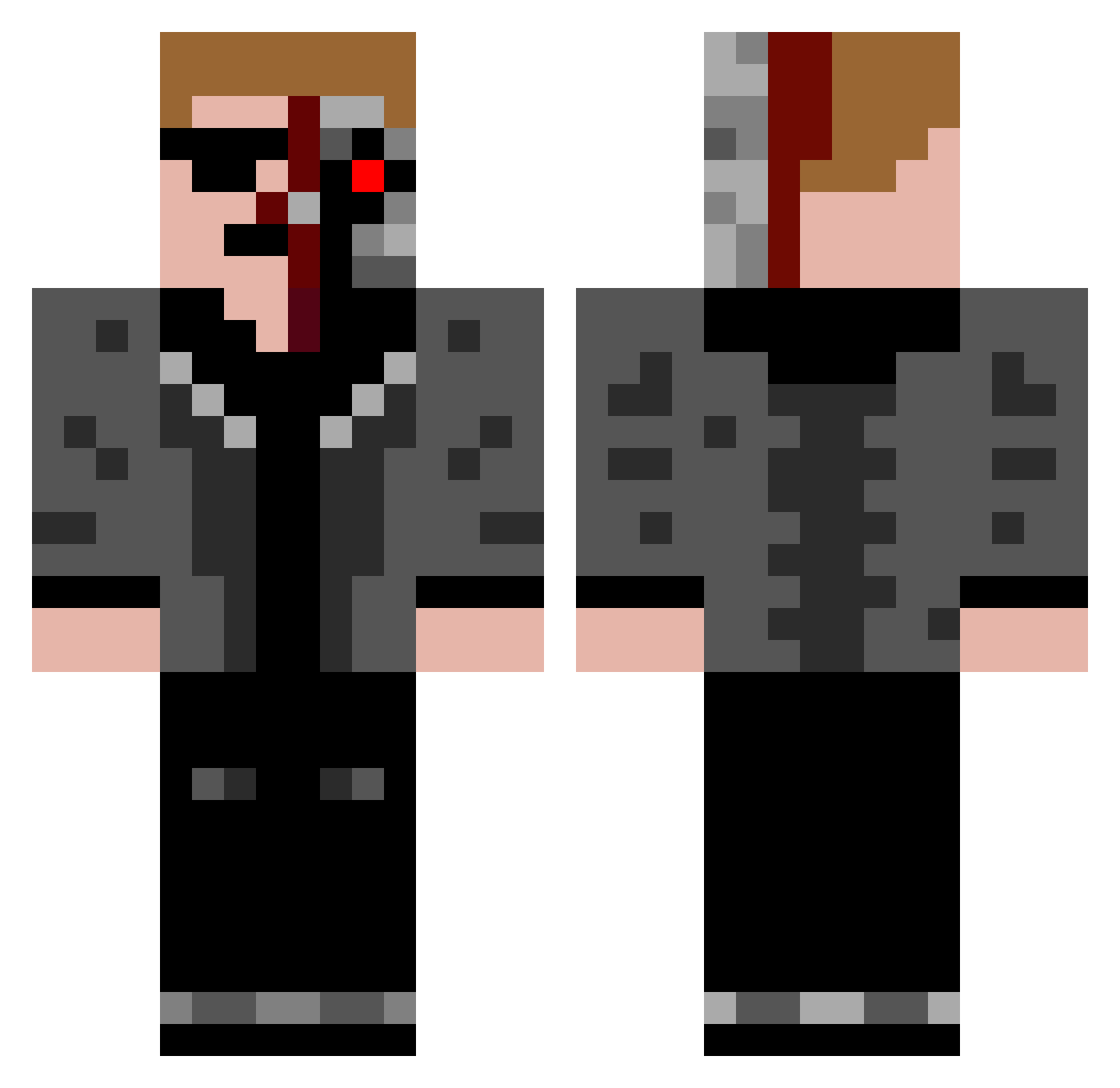 Fractile Minecraft skin, front and back view