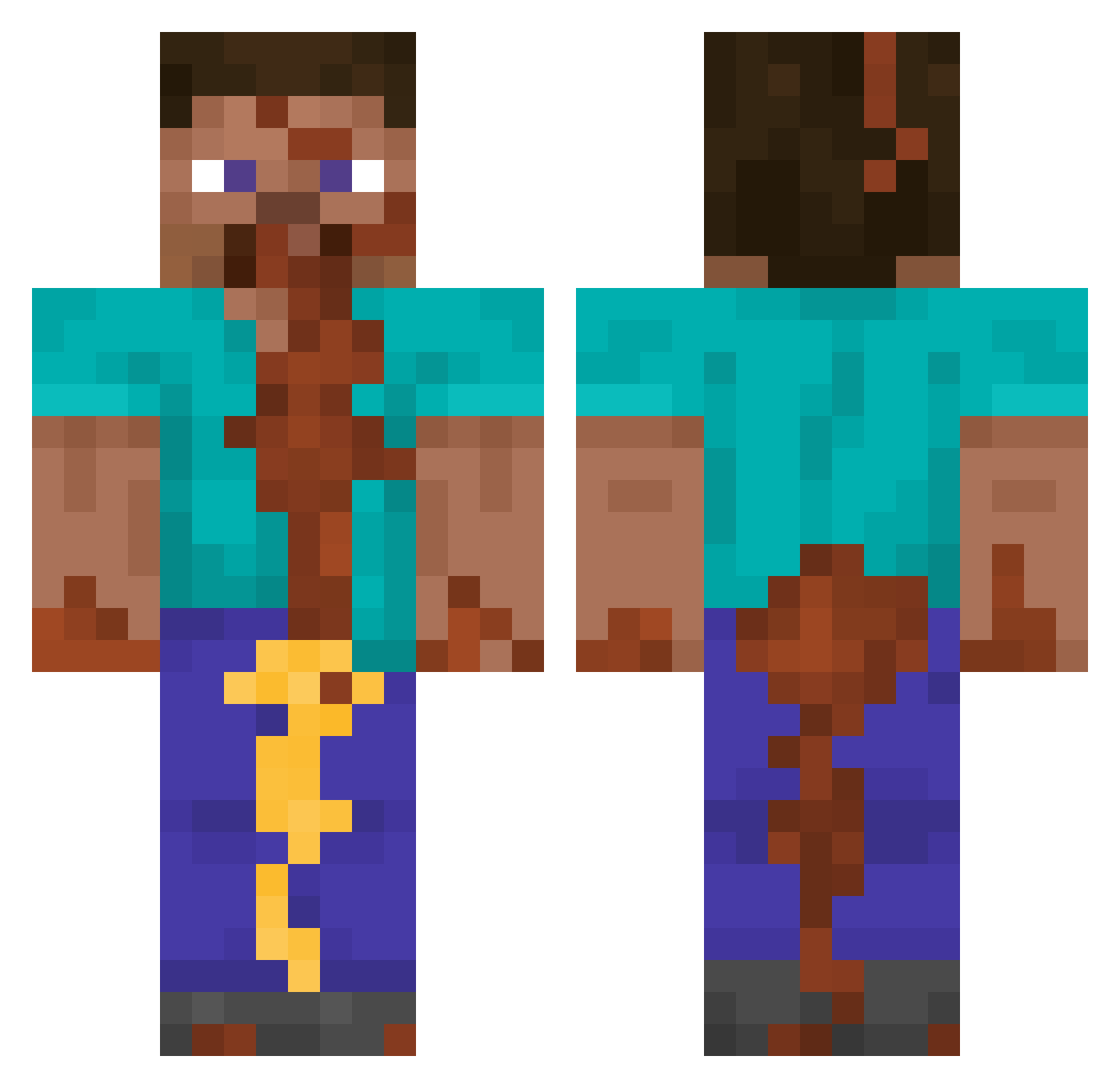 cheeky_poop Minecraft skin, front and back view