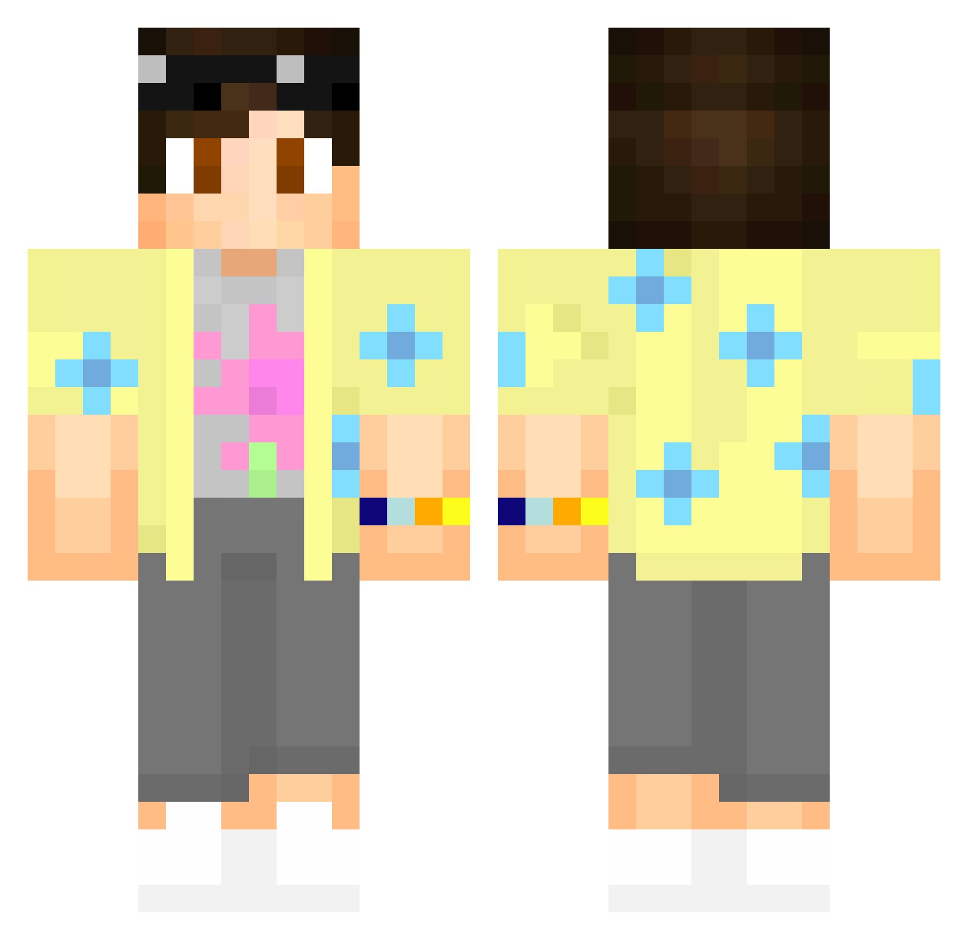Exadio Minecraft skin, front and back view