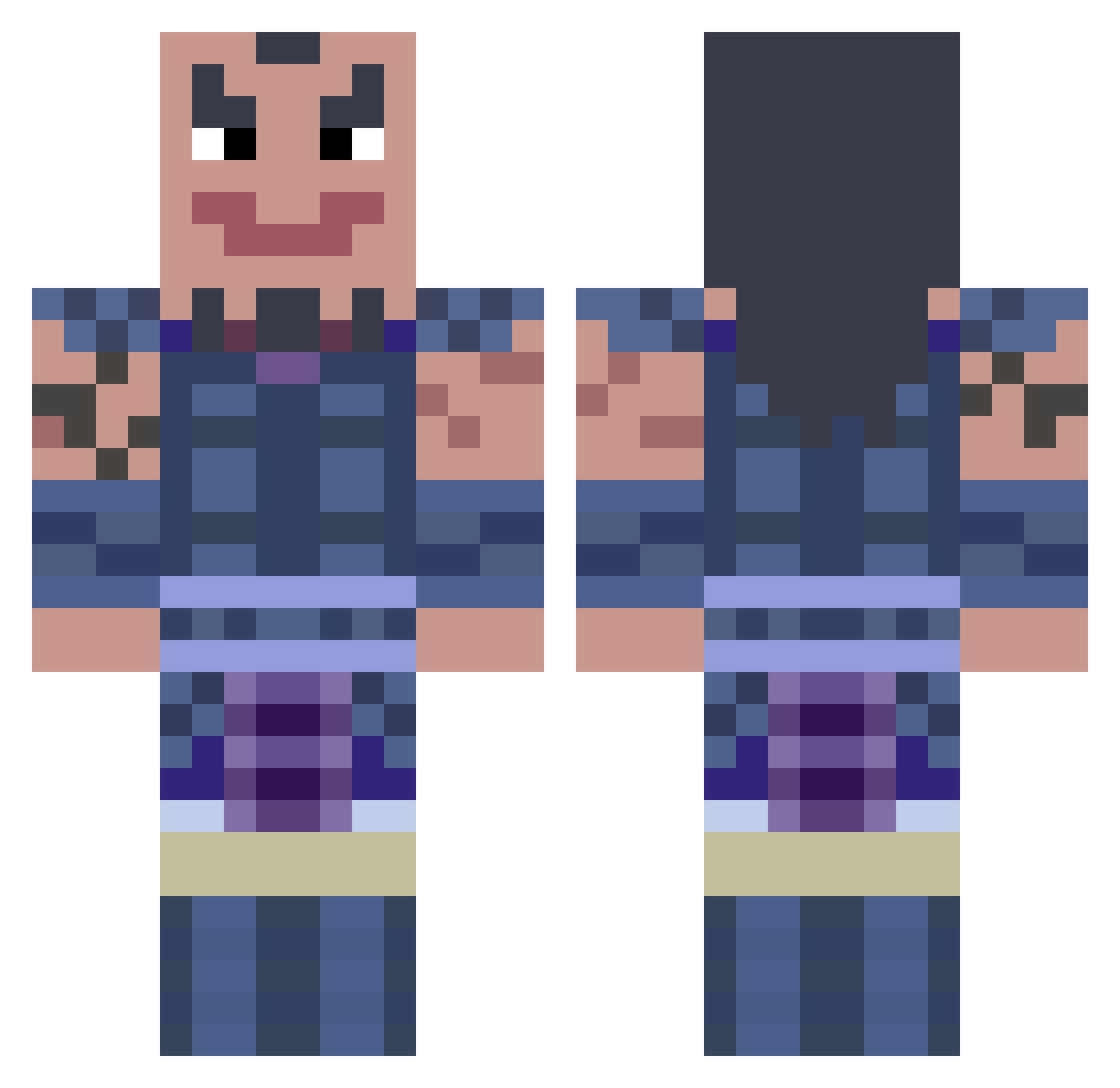 BkAlvdz Minecraft skin, front and back view