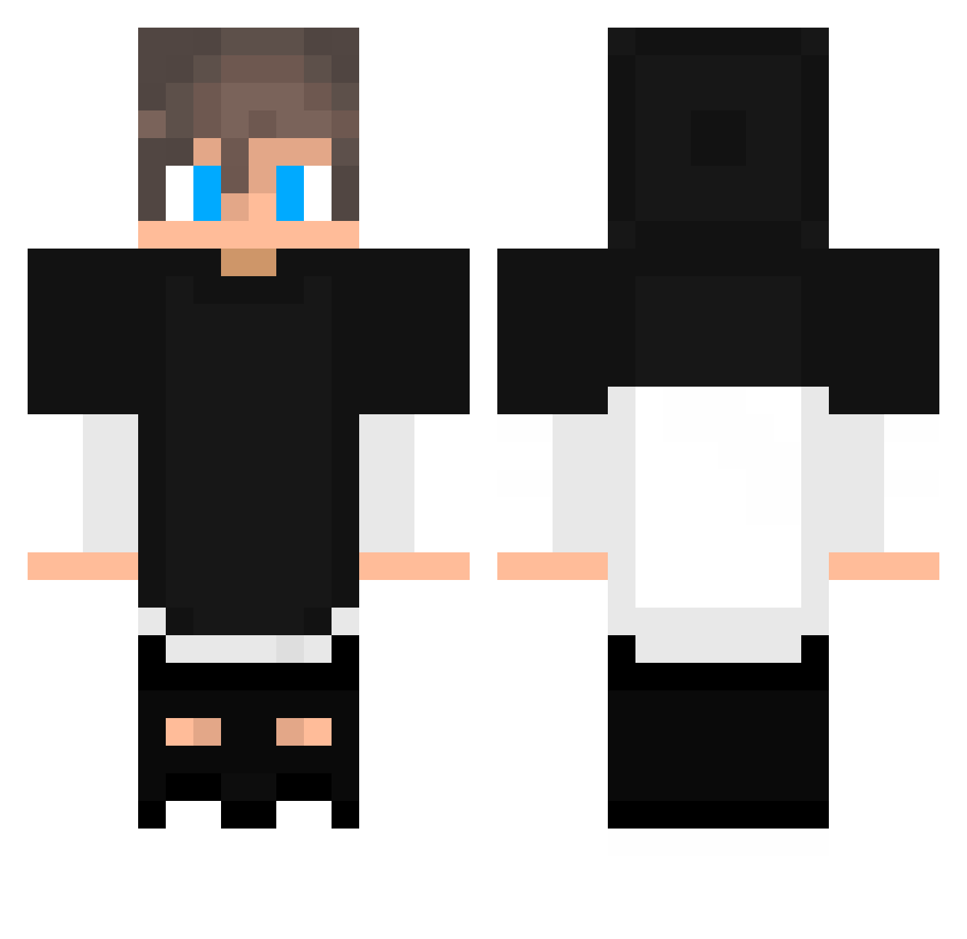ThePixelzTV Minecraft skin, front and back view