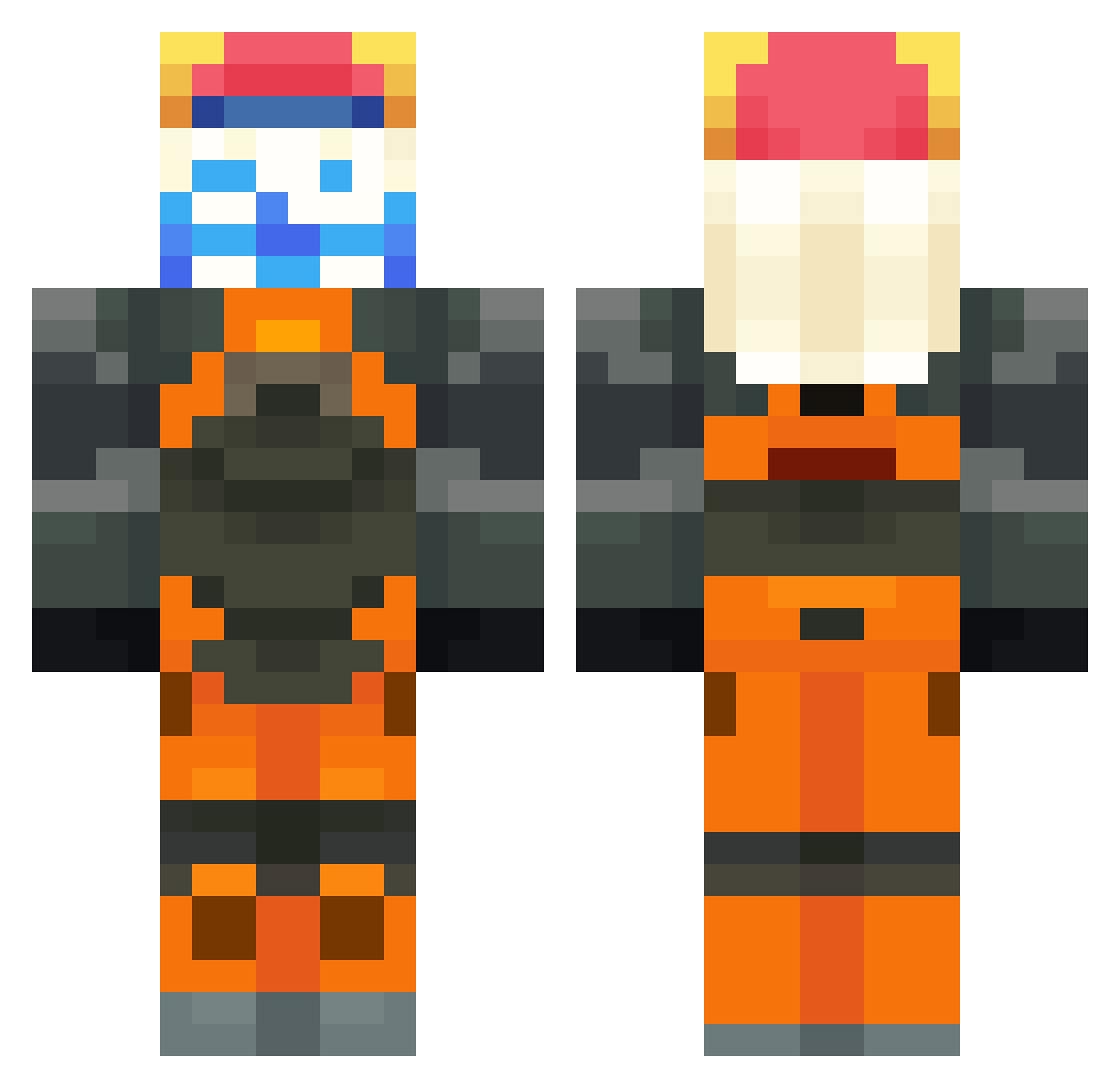 DewieDrop Minecraft skin, front and back view