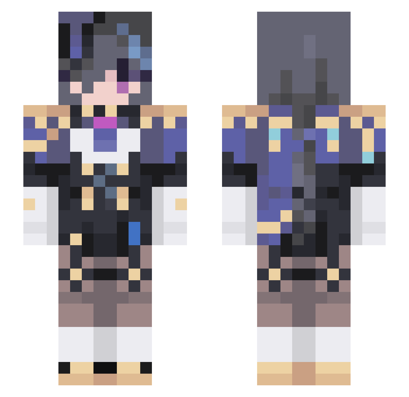 DayyChan Minecraft skin, front and back view