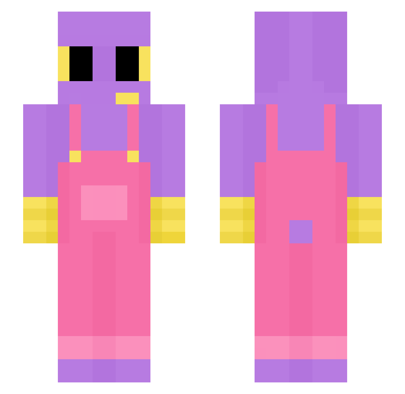 Bobobekfast Minecraft skin, front and back view