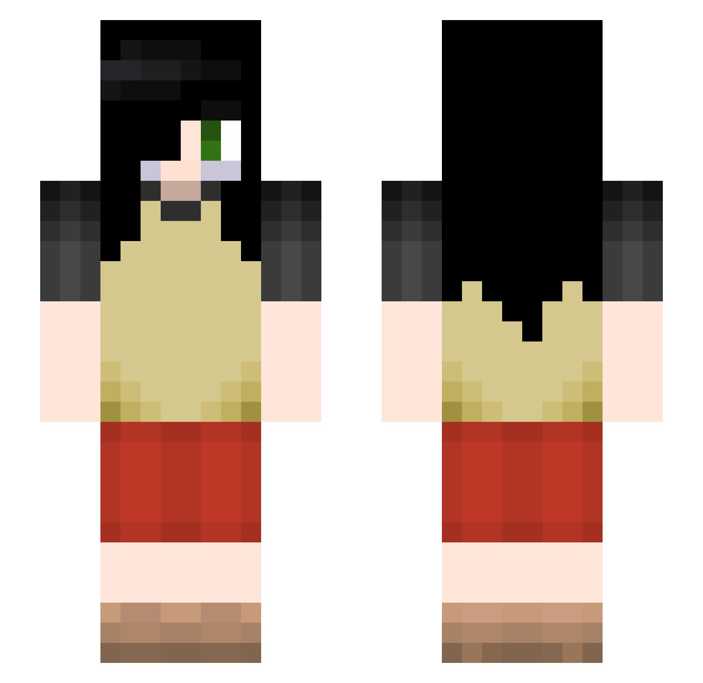 ArrowUwU Minecraft skin, front and back view