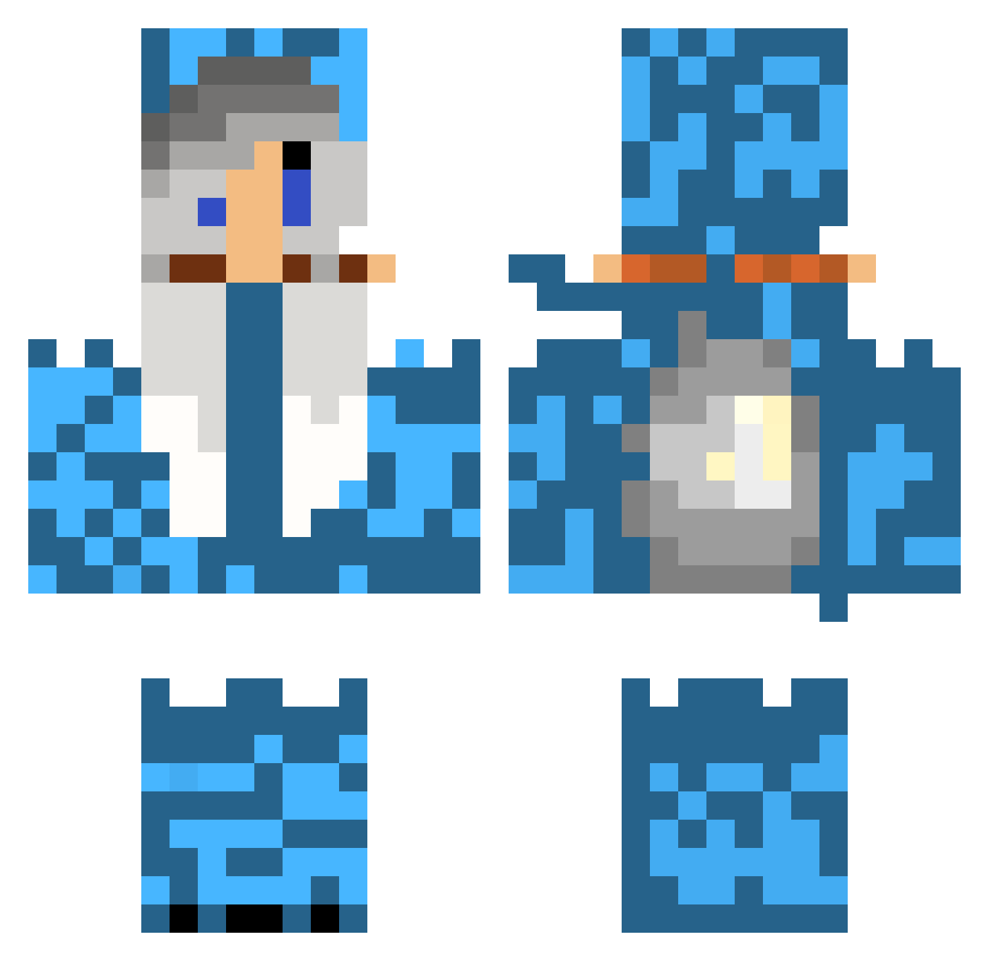 Pyroline Minecraft skin, front and back view