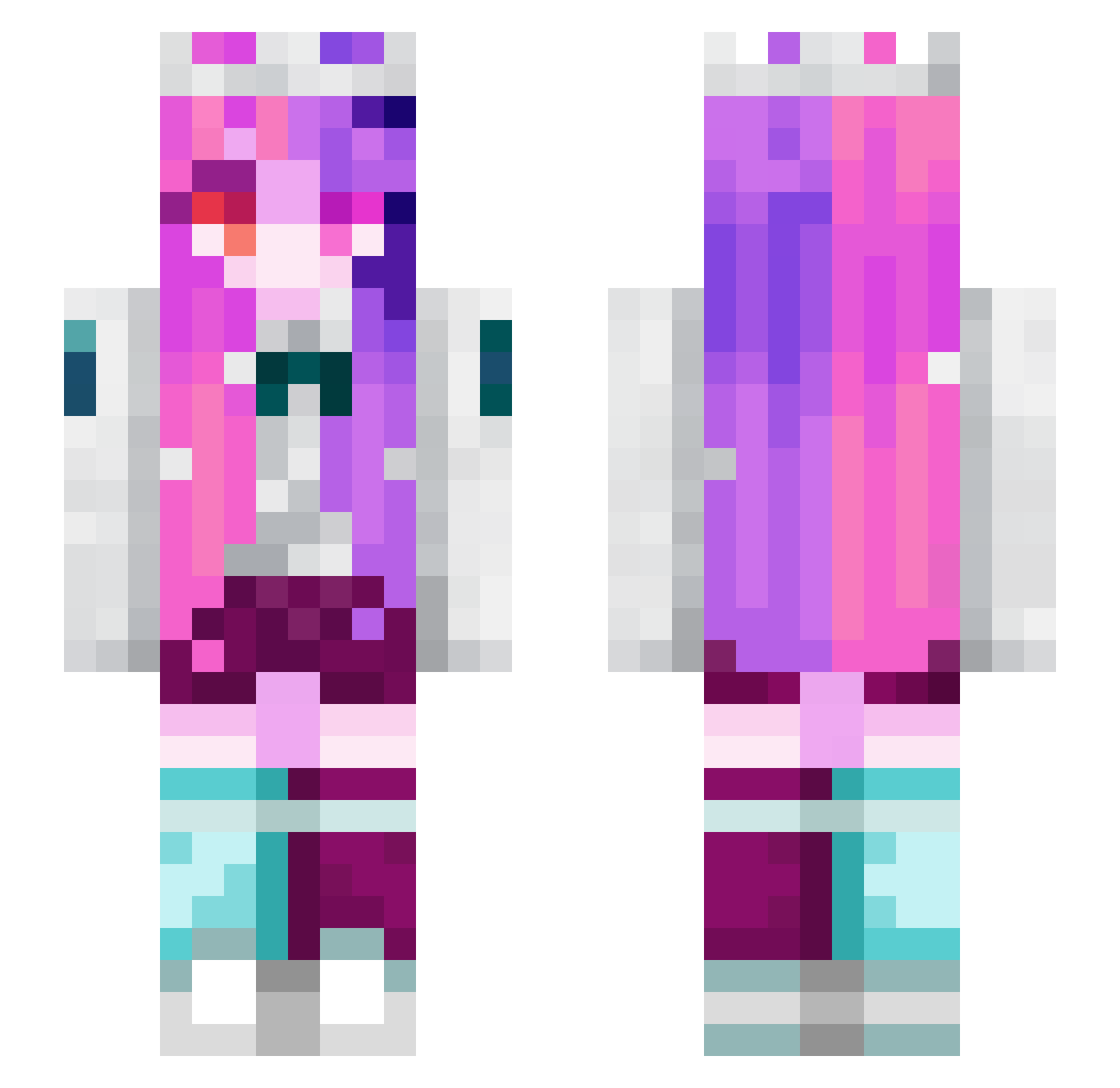 Theitee Minecraft skin, front and back view