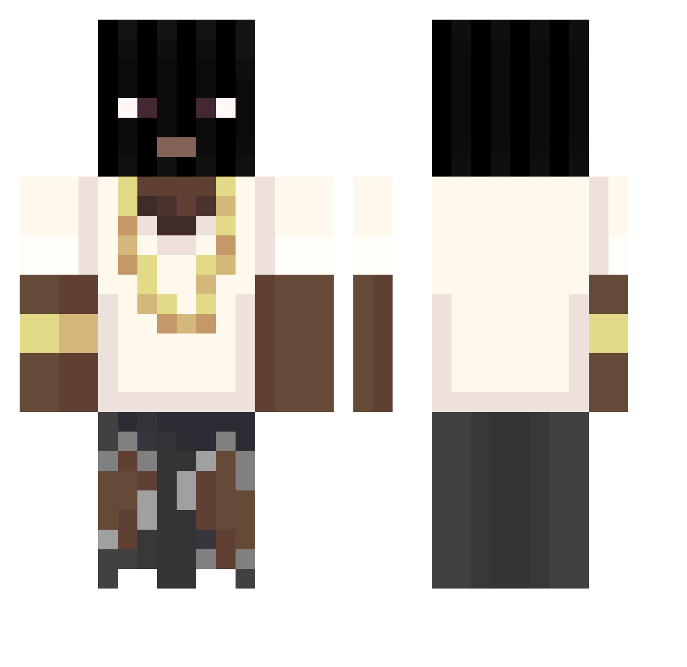 Rockcartoon Minecraft skin, front and back view
