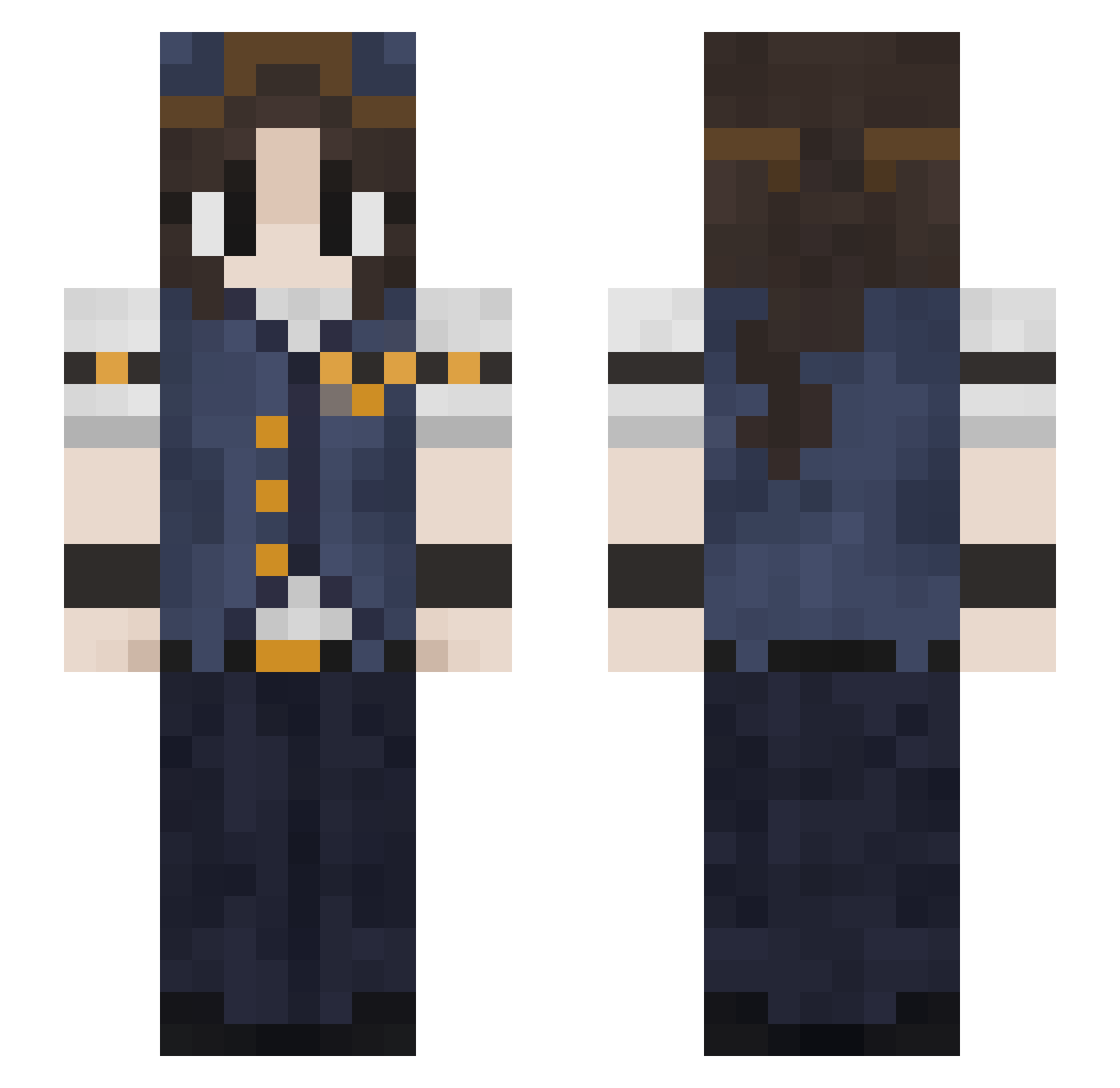 snipedHunt Minecraft skin, front and back view
