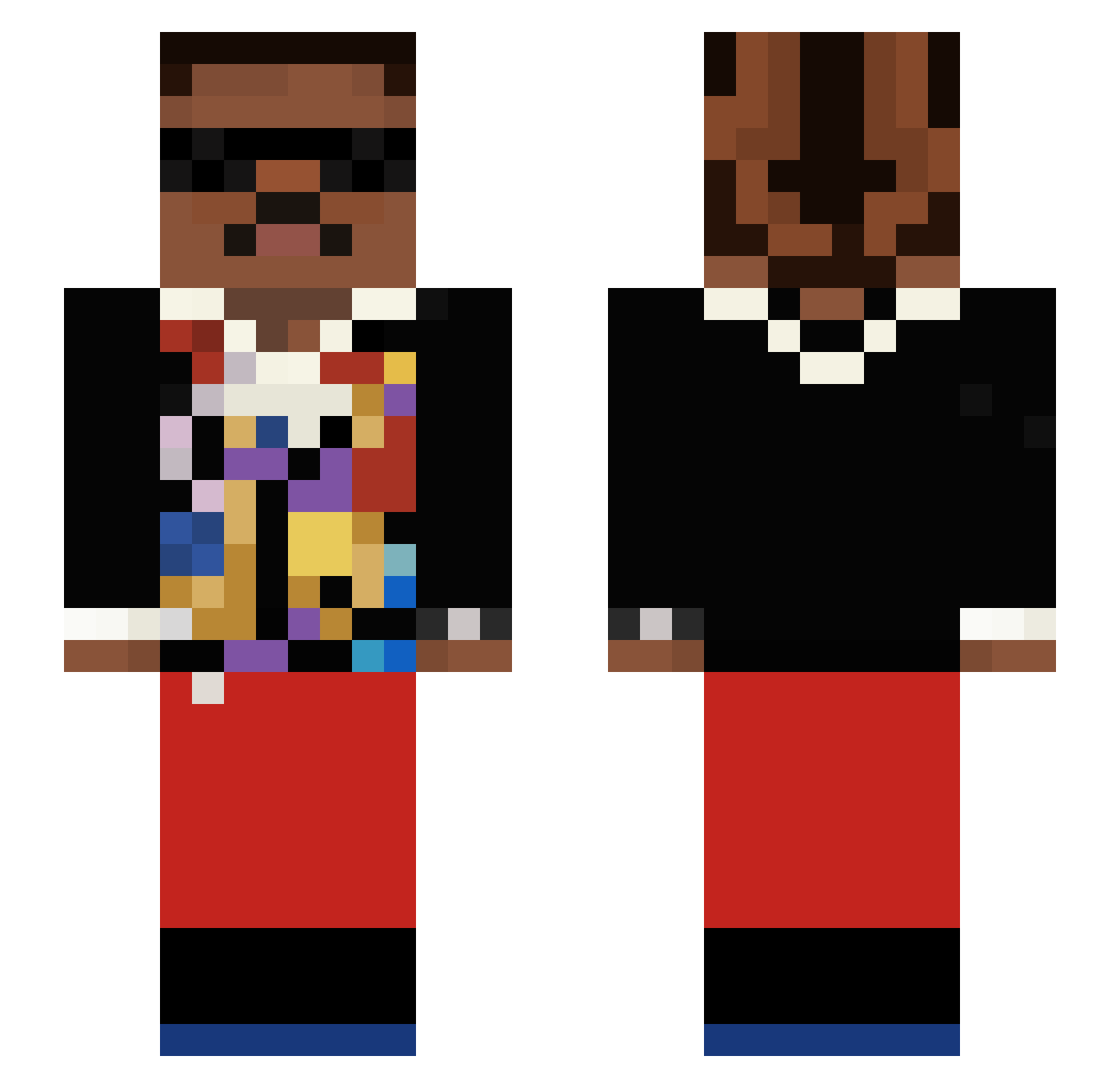 WunnaW Minecraft skin, front and back view