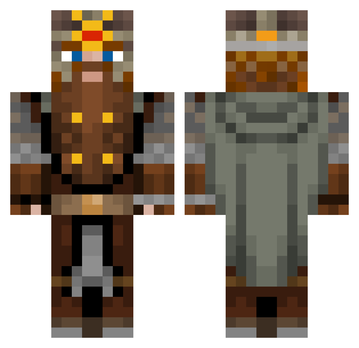 Spearsicus Minecraft skin, front and back view
