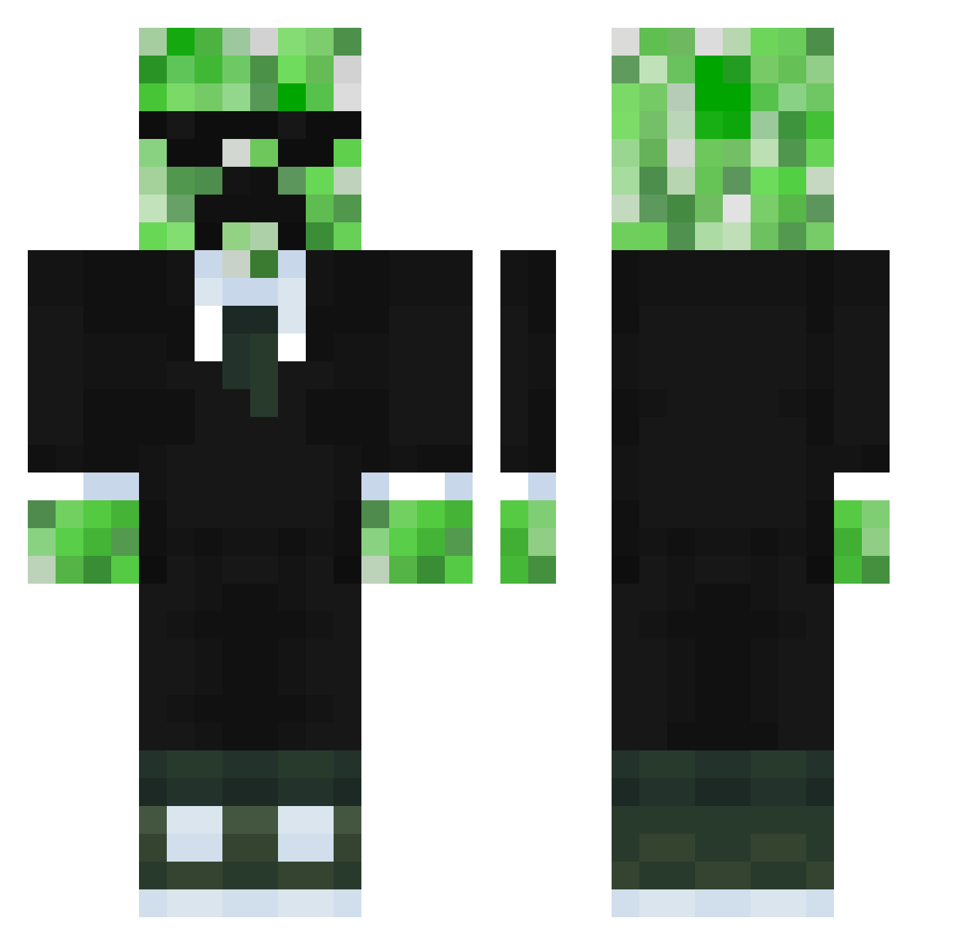 SkyReaper Minecraft skin, front and back view