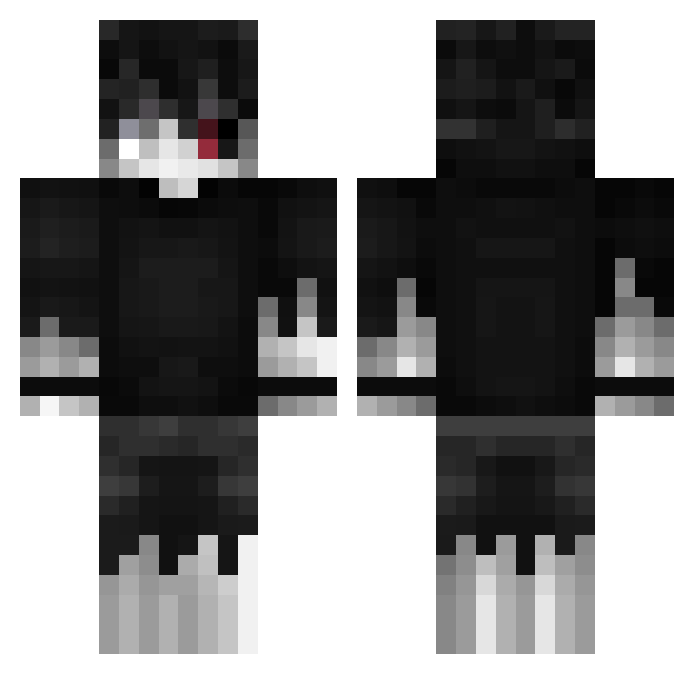 xelial Minecraft skin, front and back view