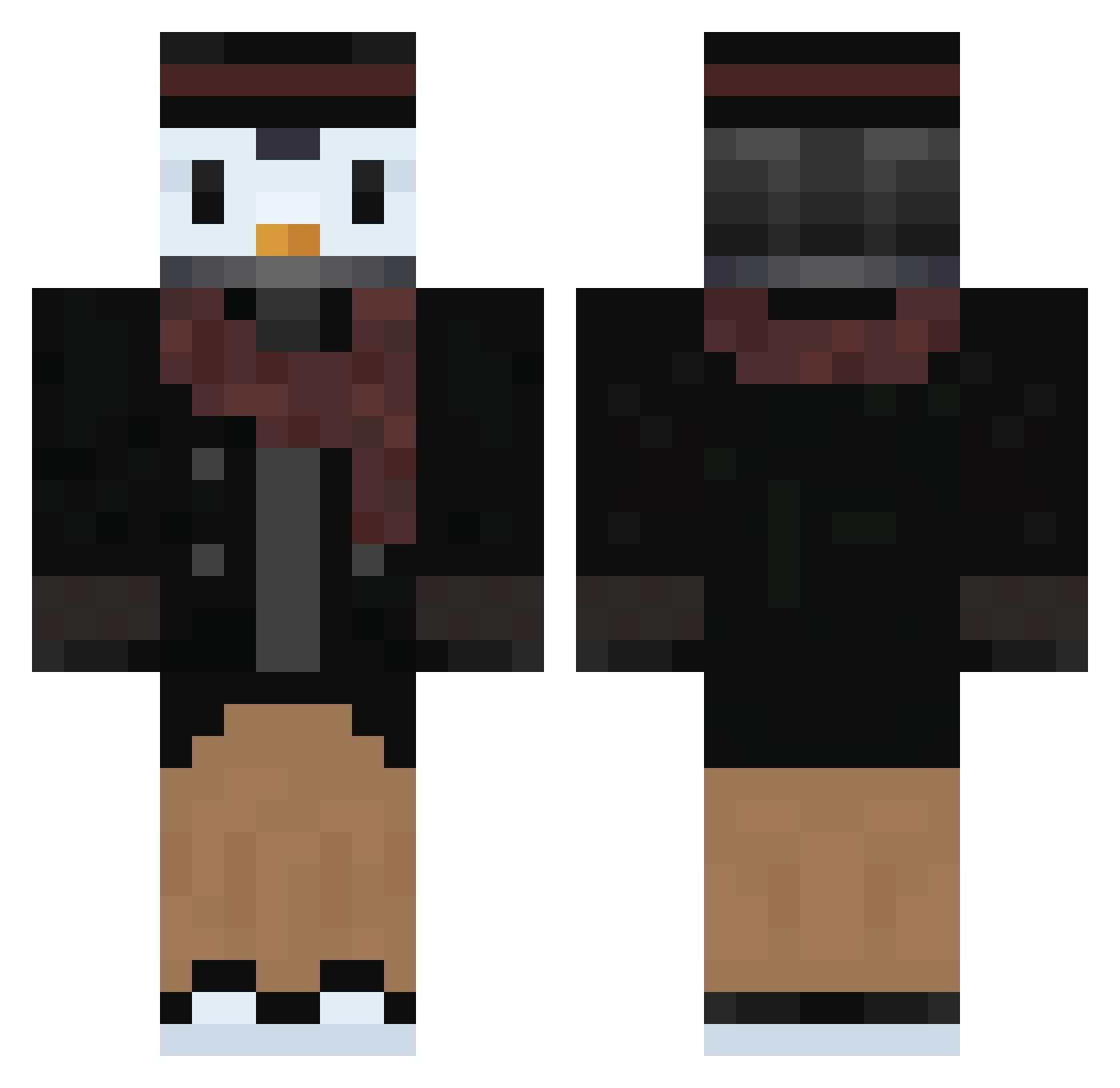 unshoR Minecraft skin, front and back view