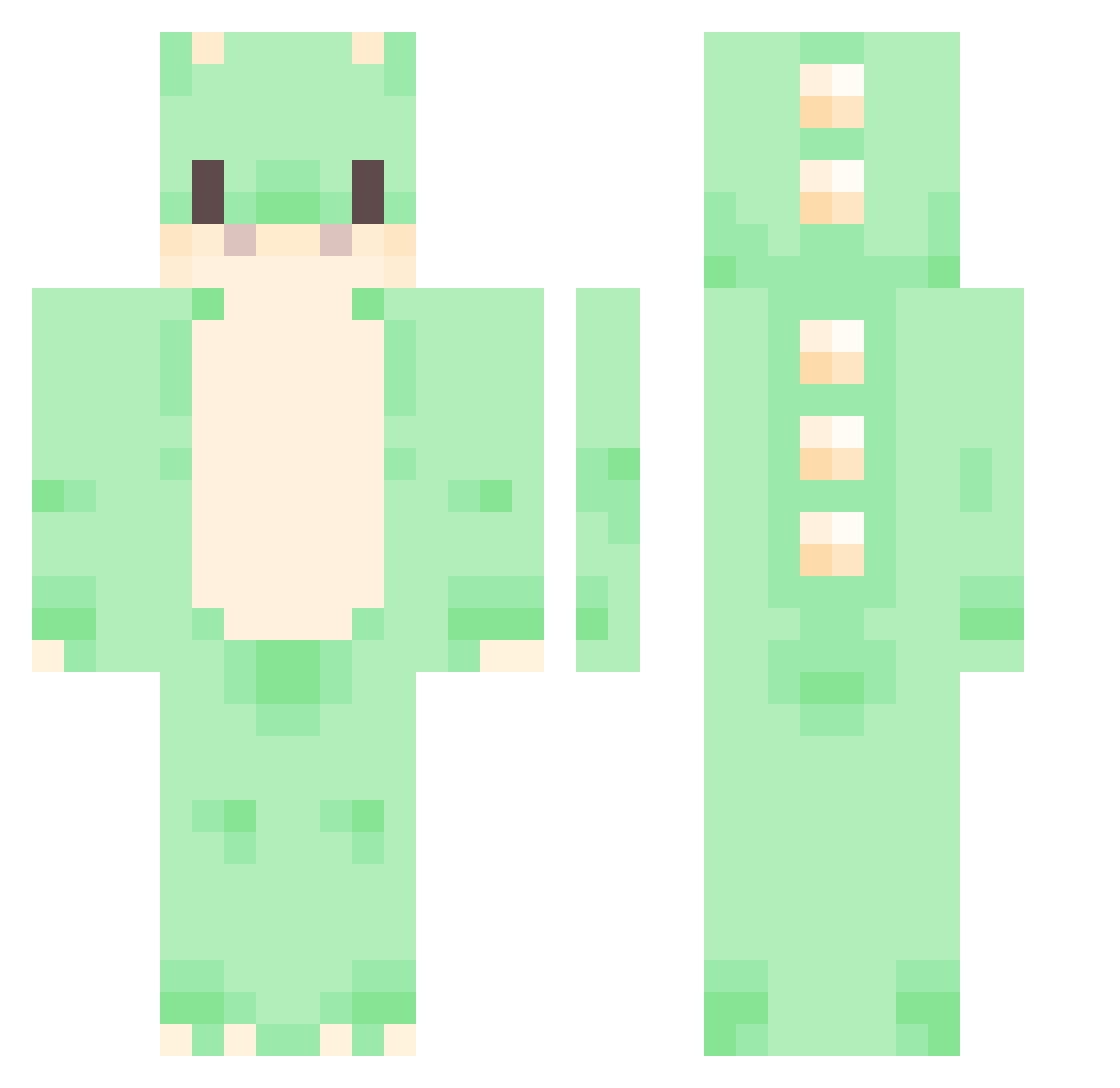 Potatoshed Minecraft skin, front and back view
