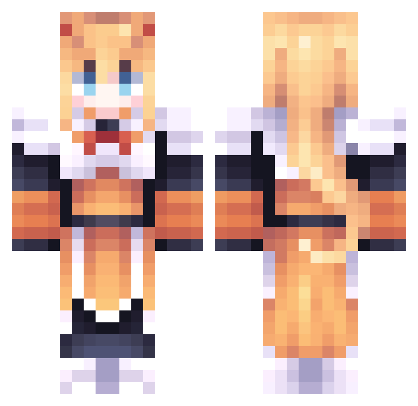 DbDux Minecraft skin, front and back view