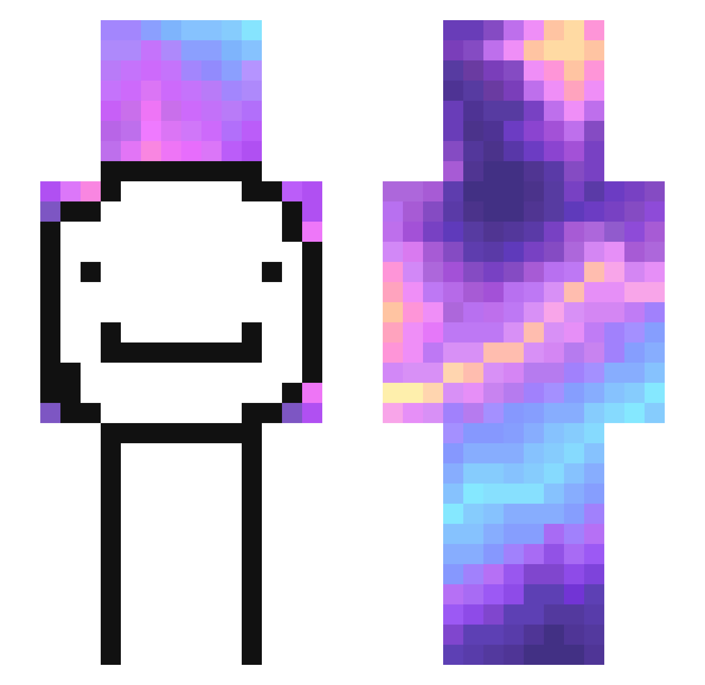 Slouchin Minecraft skin, front and back view