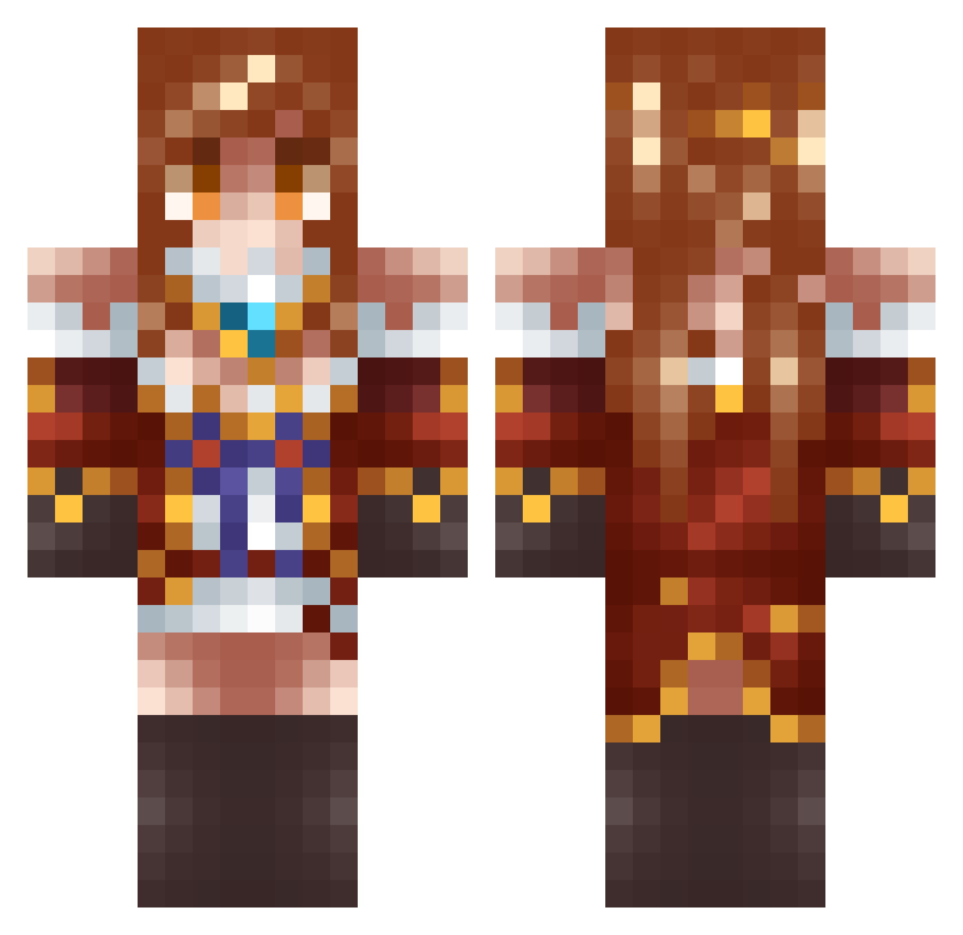 falingess Minecraft skin, front and back view