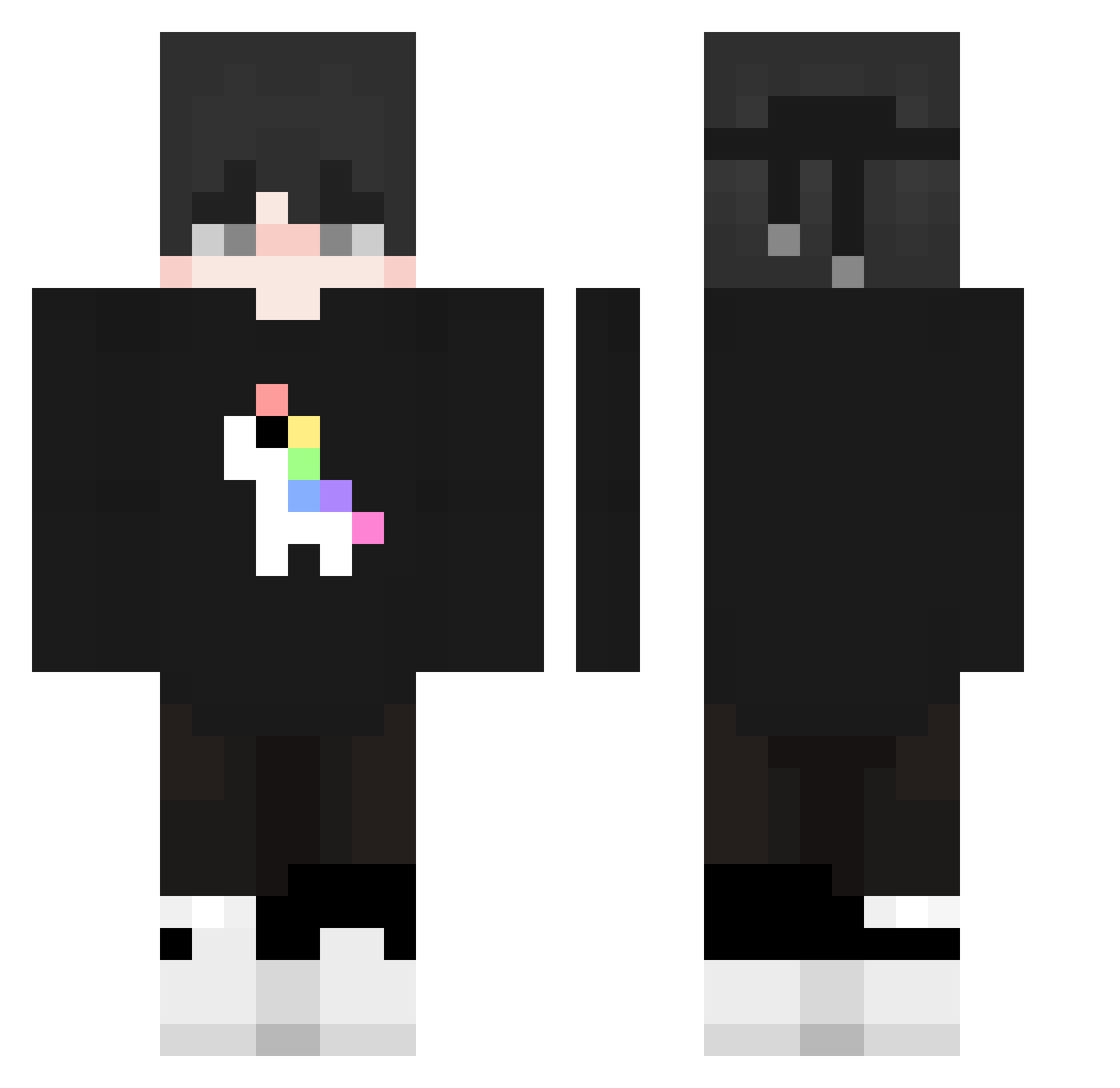 PolarNode Minecraft skin, front and back view
