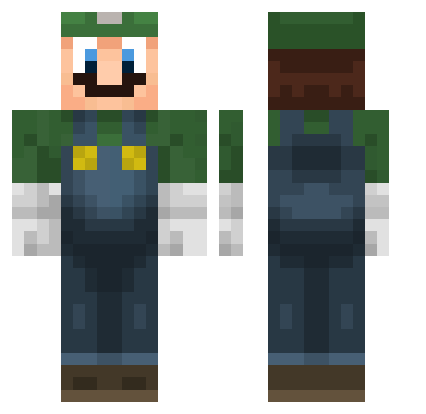 Rastaban Minecraft skin, front and back view