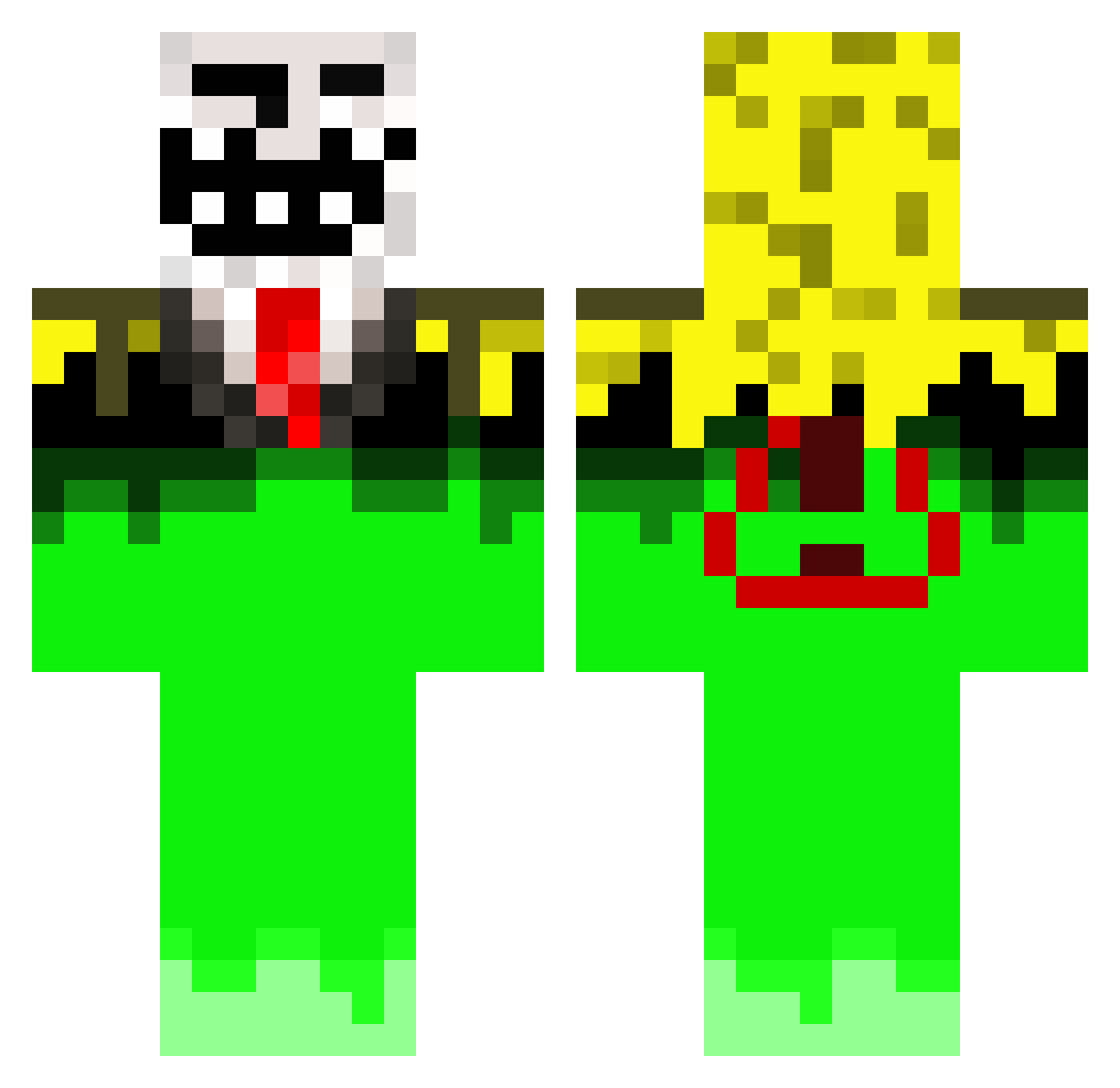 toxbob Minecraft skin, front and back view
