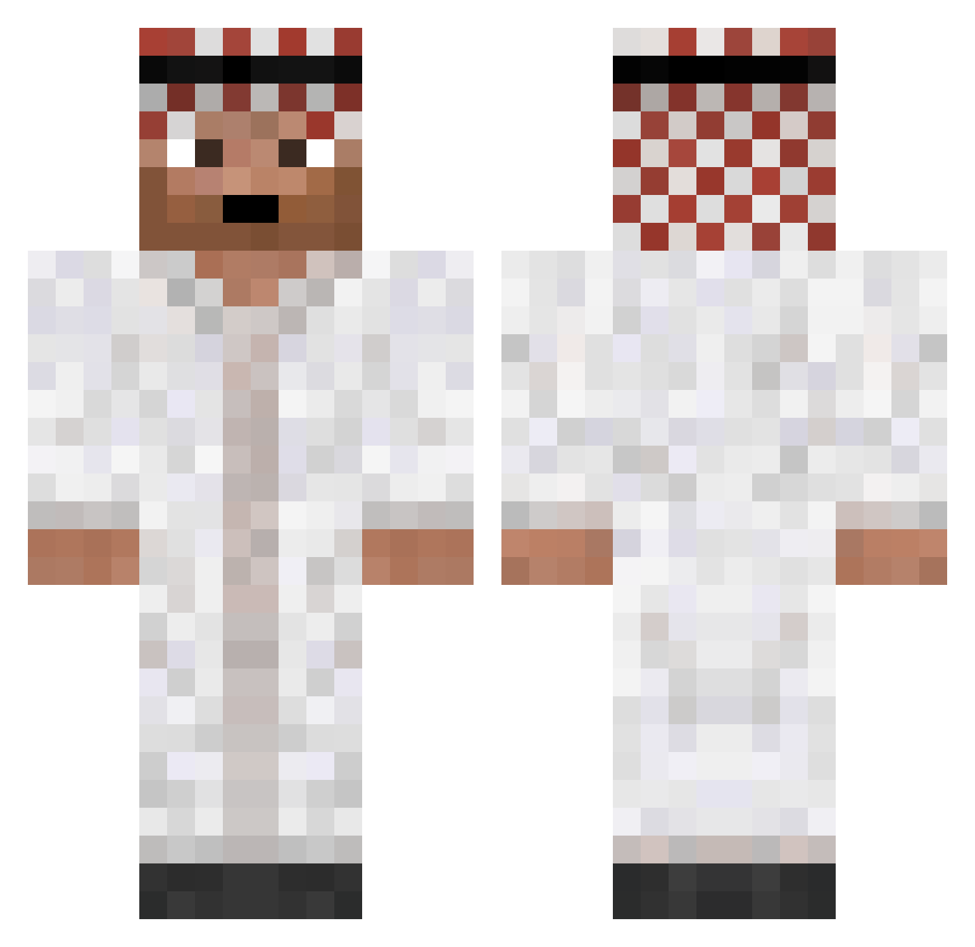 Popcorns Minecraft skin, front and back view