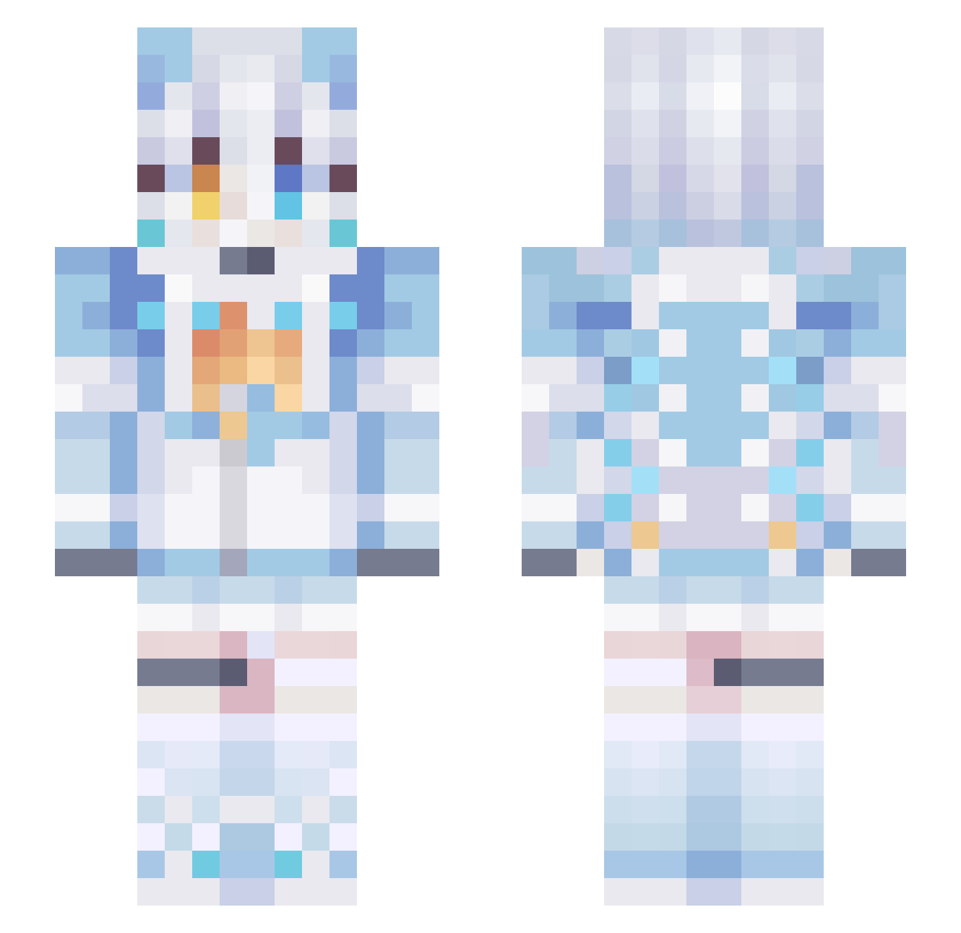 Melty_Mel Minecraft skin, front and back view