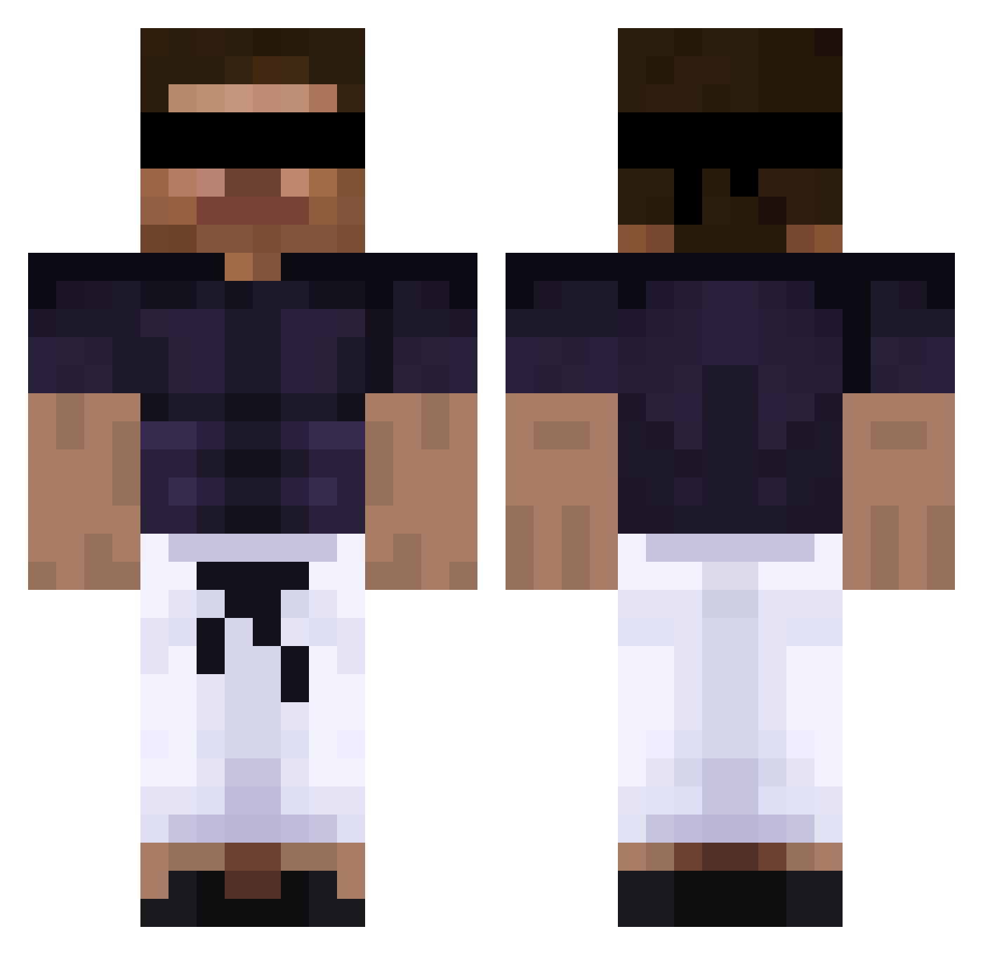 xHanitx Minecraft skin, front and back view
